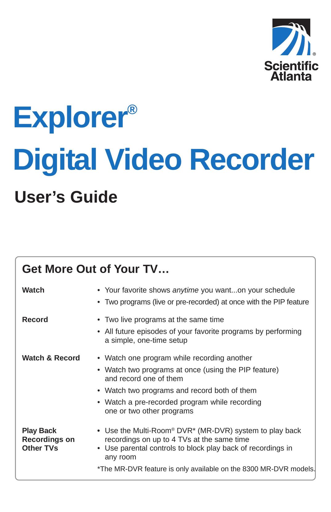 Explorer 8000TM DVR User Manual