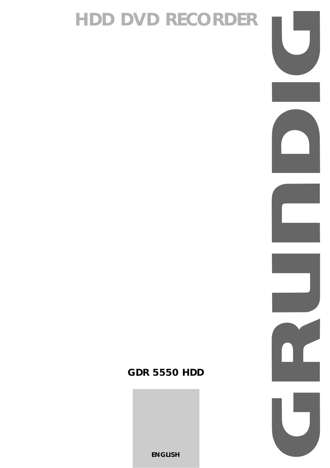Grundig GDR 5550 HDD DVR User Manual