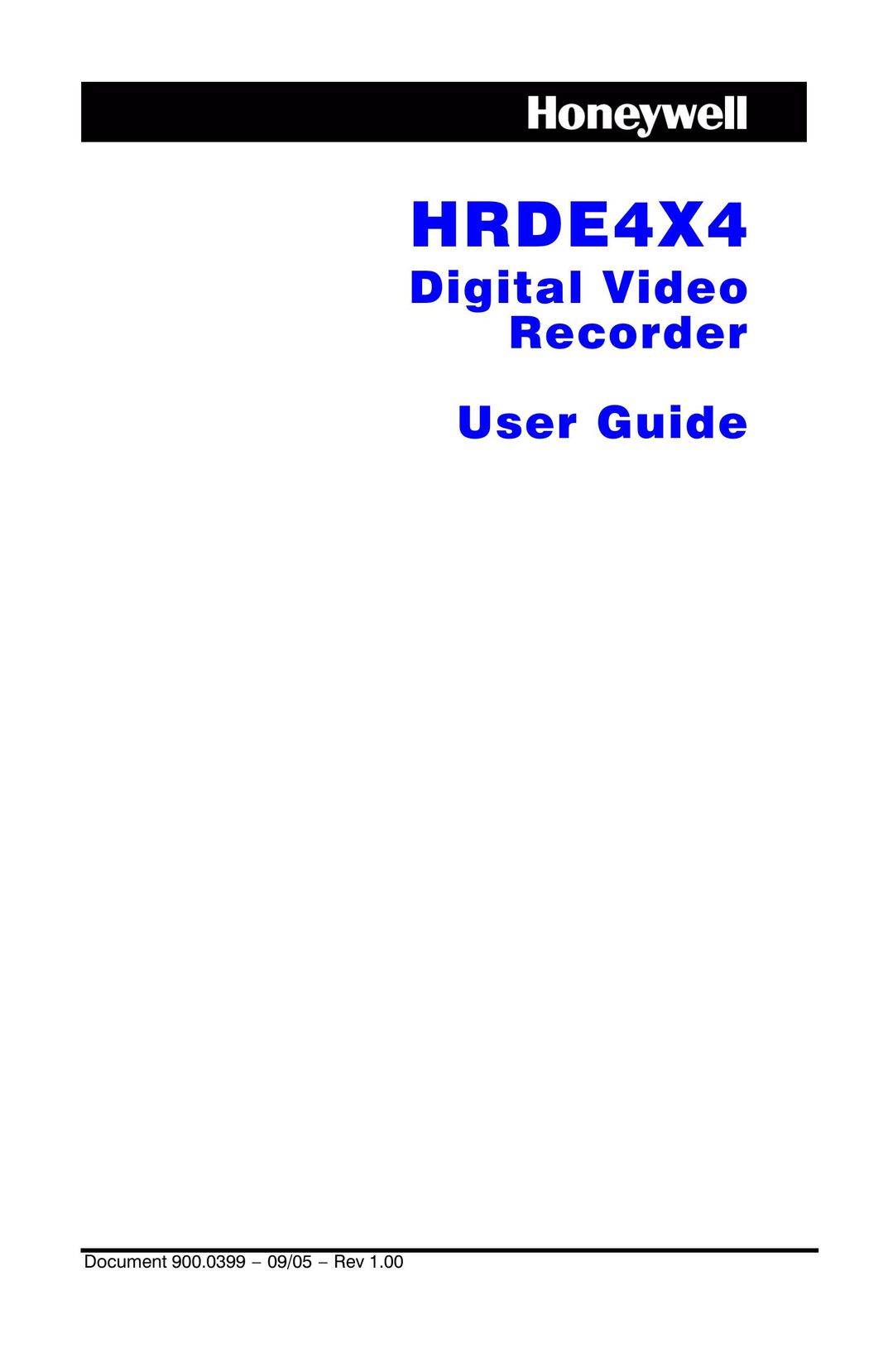 Honeywell HRDE4X4 DVR User Manual