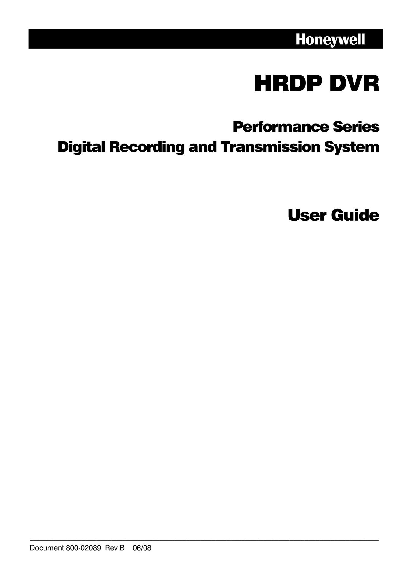Honeywell HRDP DVR DVR User Manual