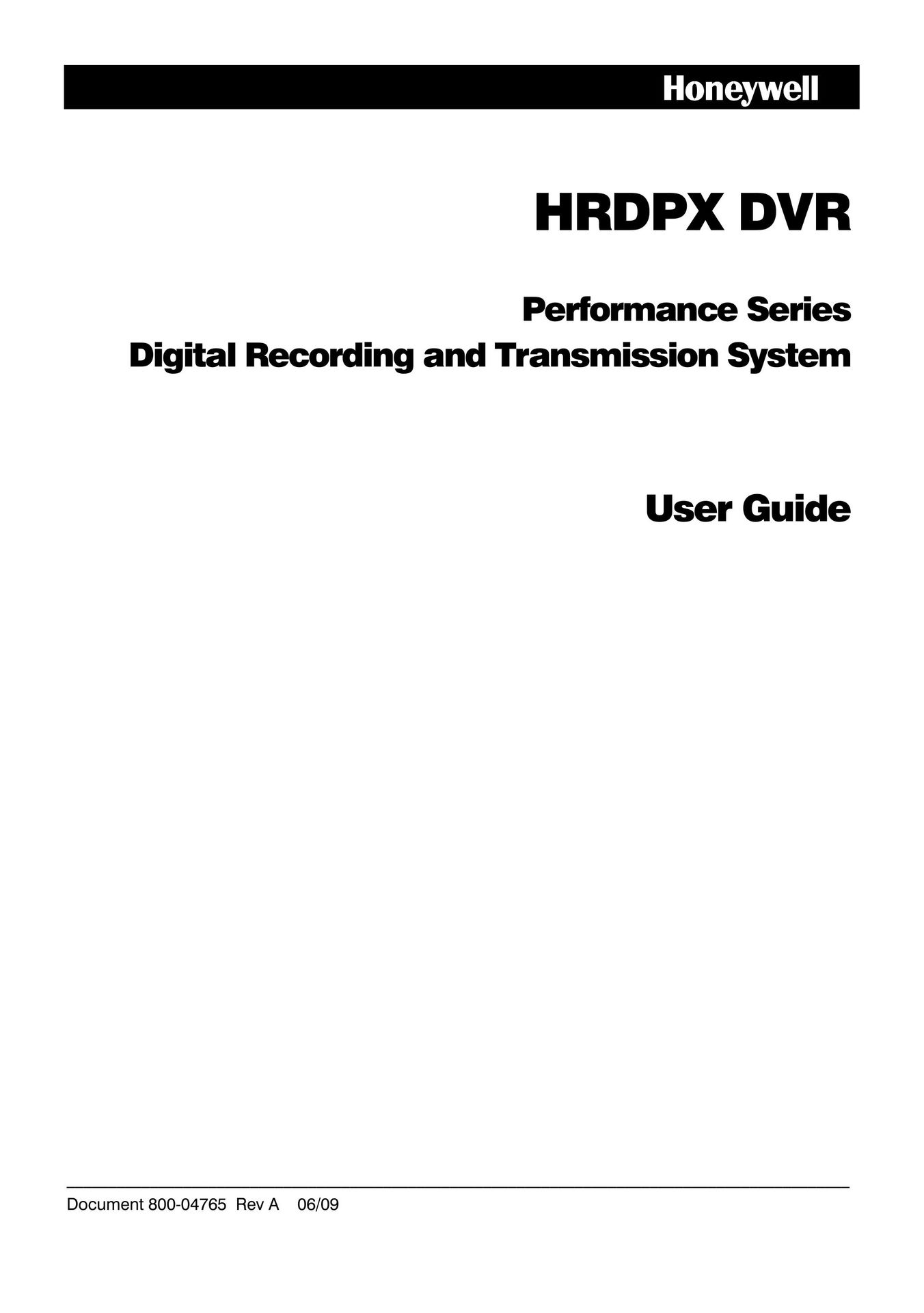 Honeywell HRDPX DVR User Manual