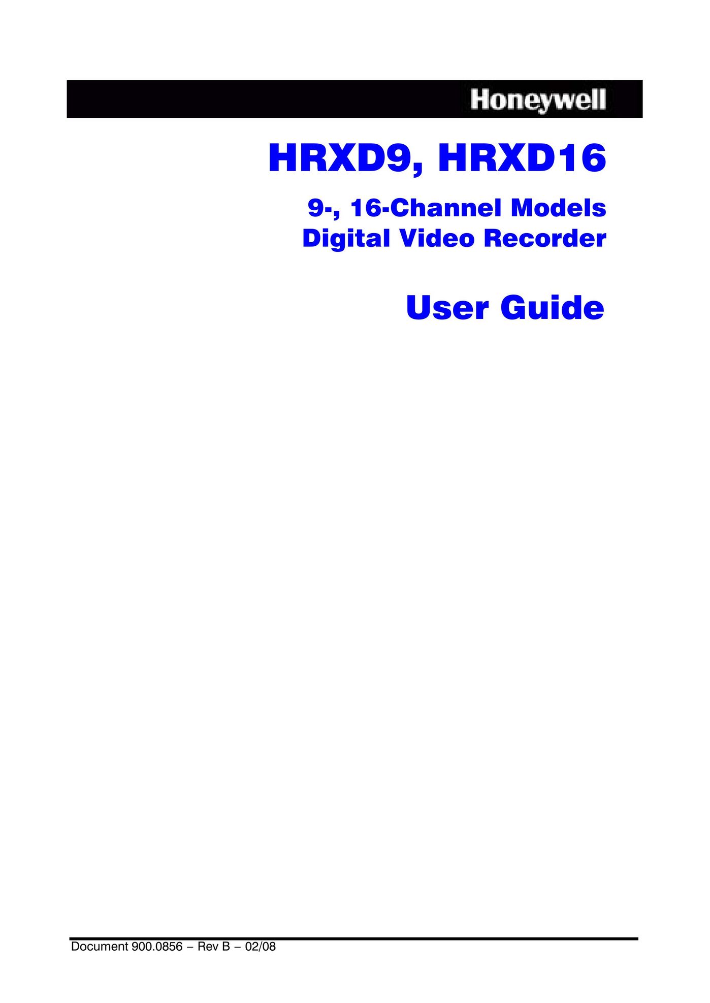 Honeywell HRXD16 DVR User Manual