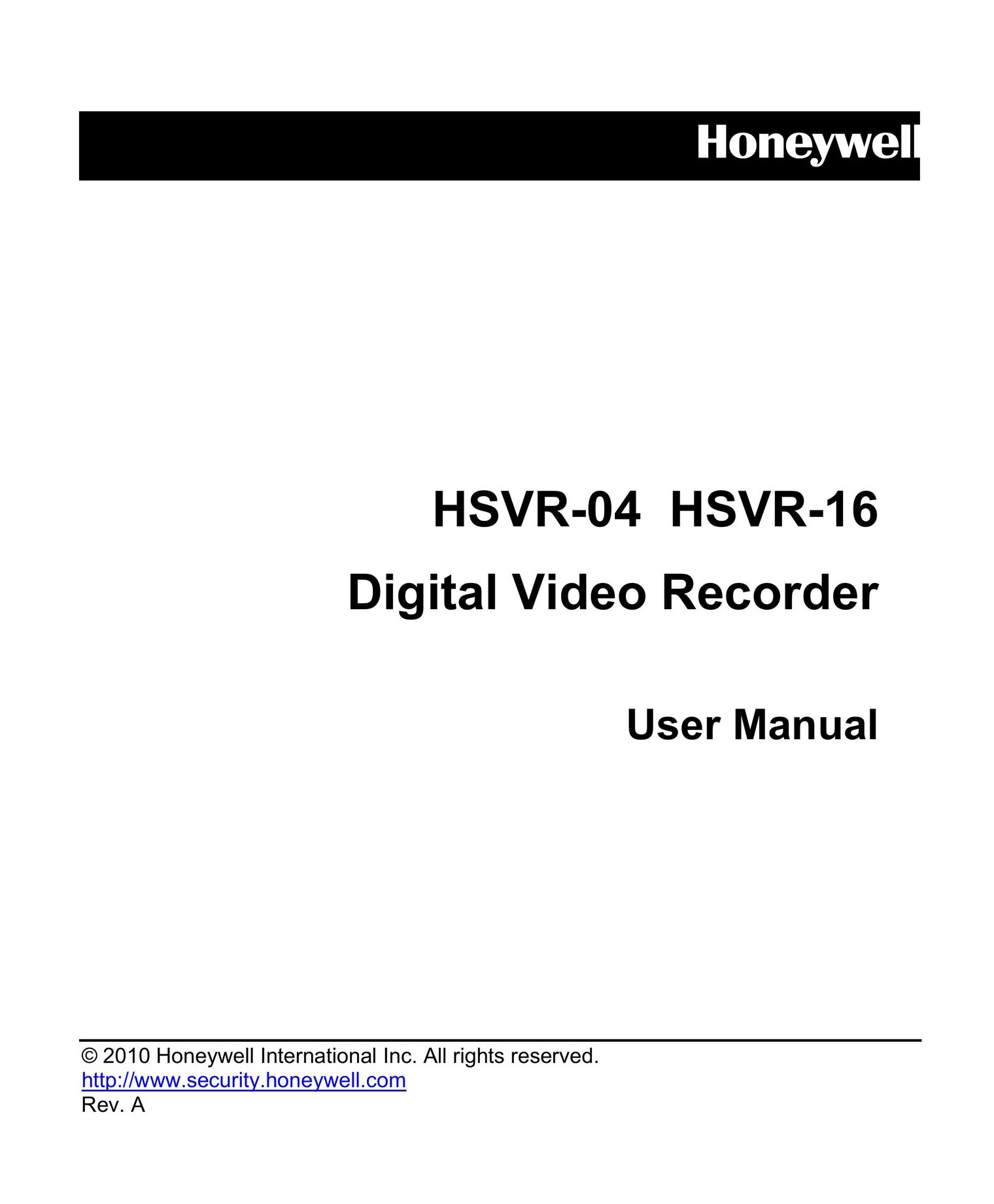 Honeywell HSVR-04 DVR User Manual