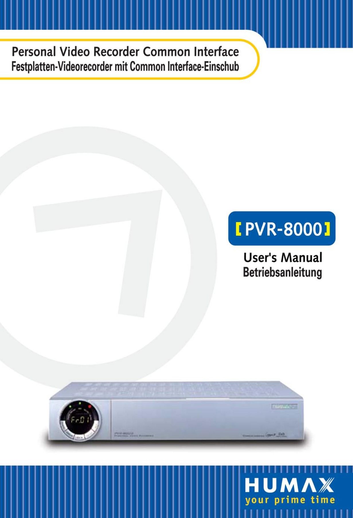 Humax PVR-8000 DVR User Manual
