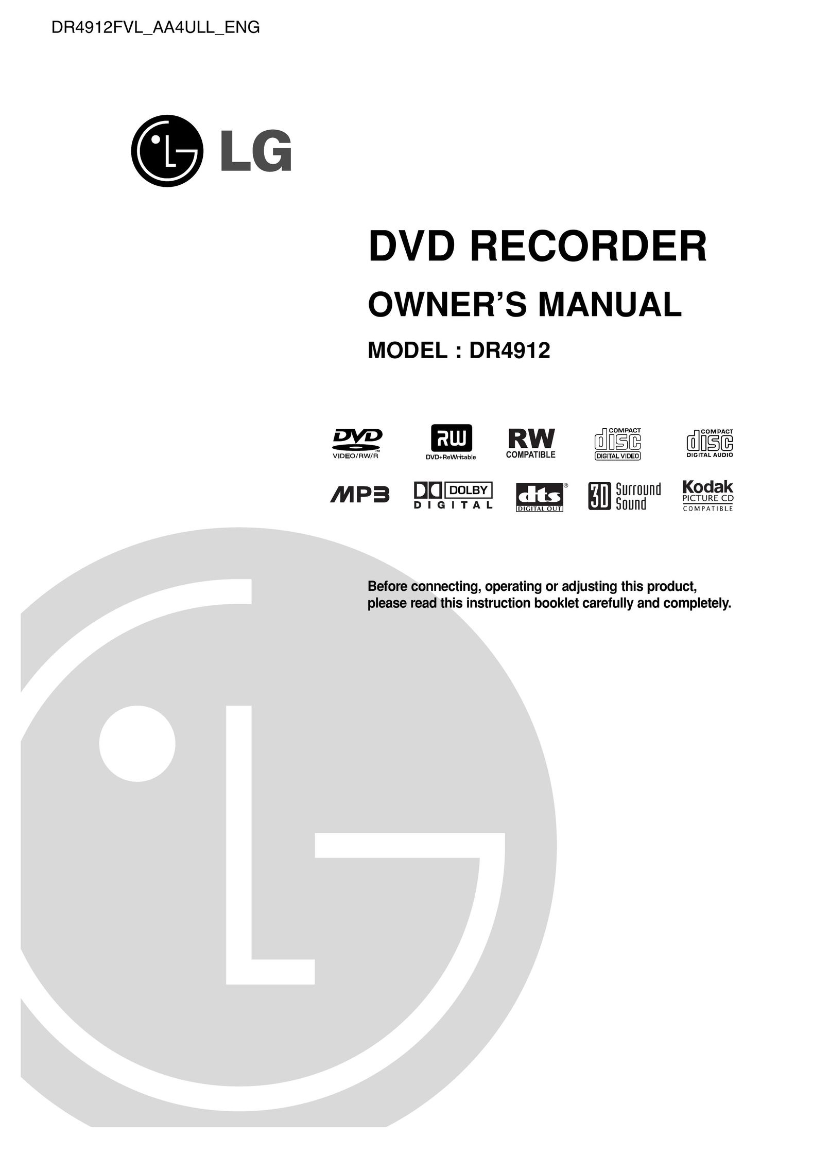 LG Electronics DR4912 DVR User Manual