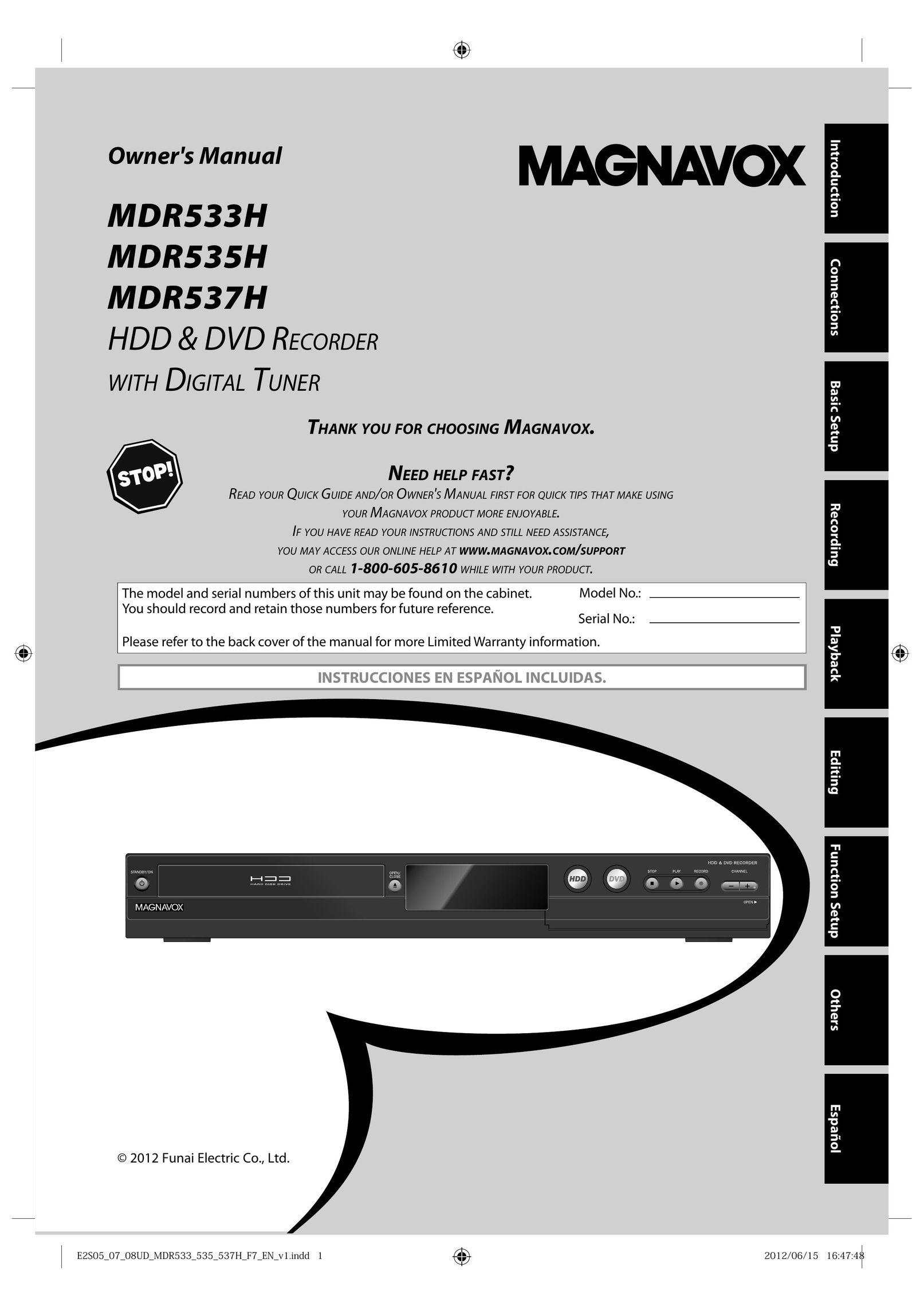 Magnavox MDR533H DVR User Manual