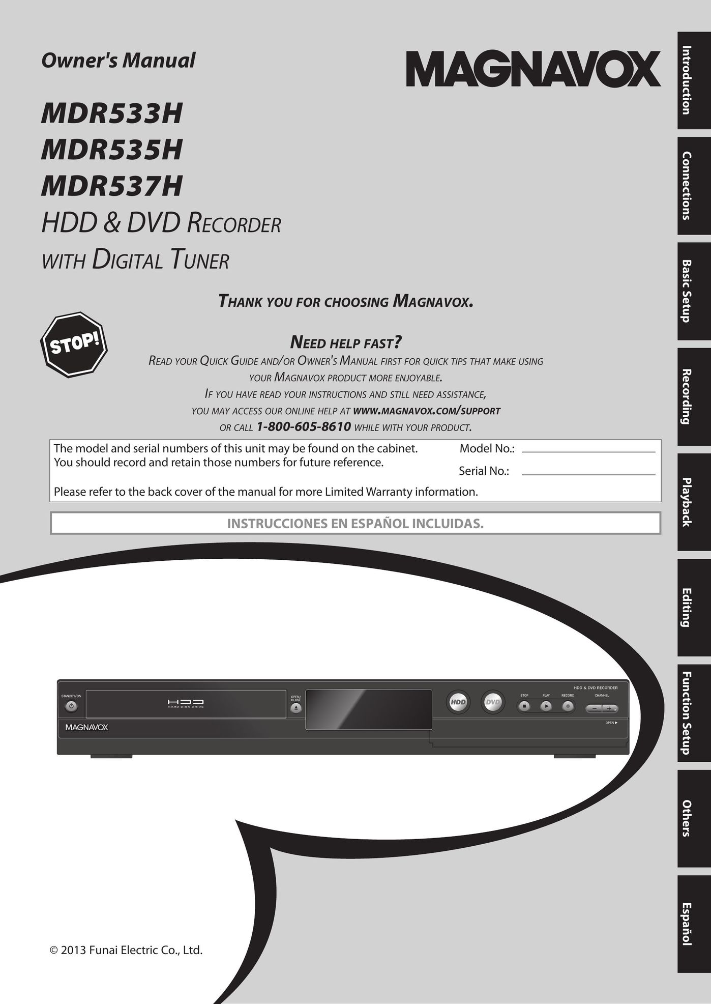 Magnavox MDR537H DVR User Manual