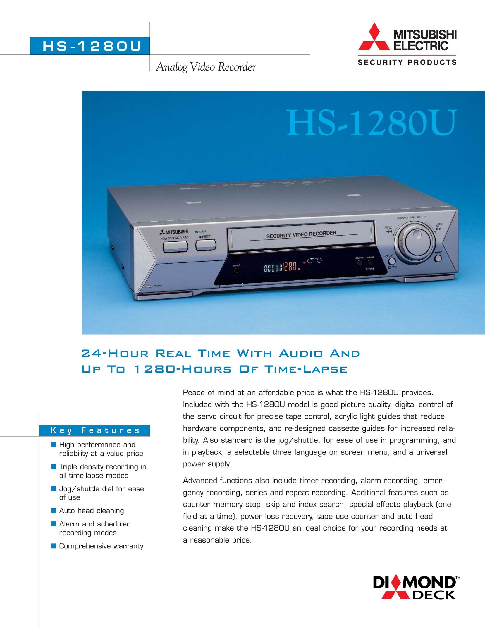 Mitsubishi Electronics HS-1280U DVR User Manual