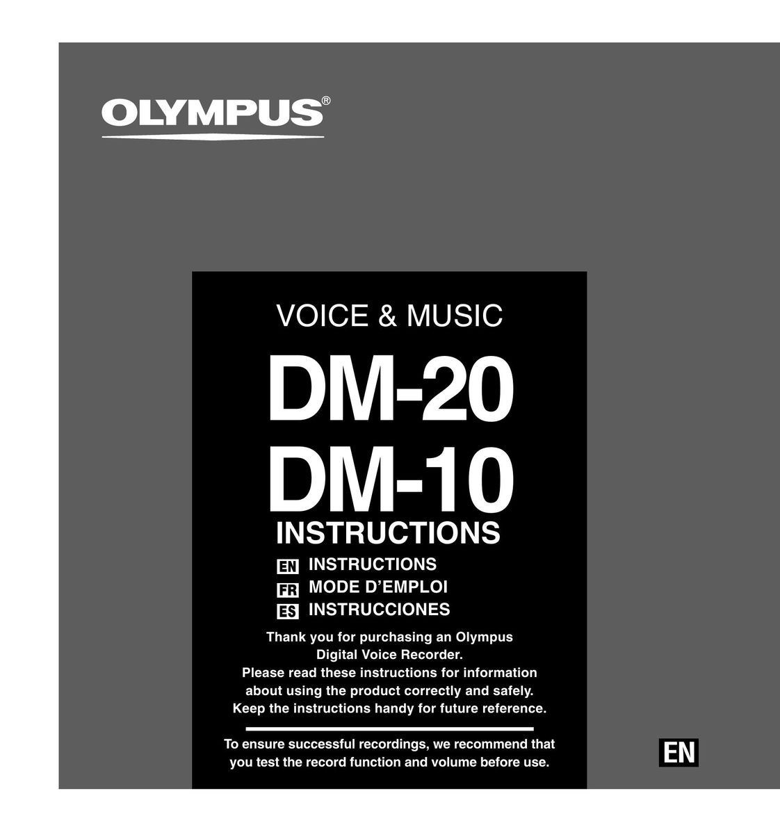 Olympus DM-20 DM-10 DVR User Manual