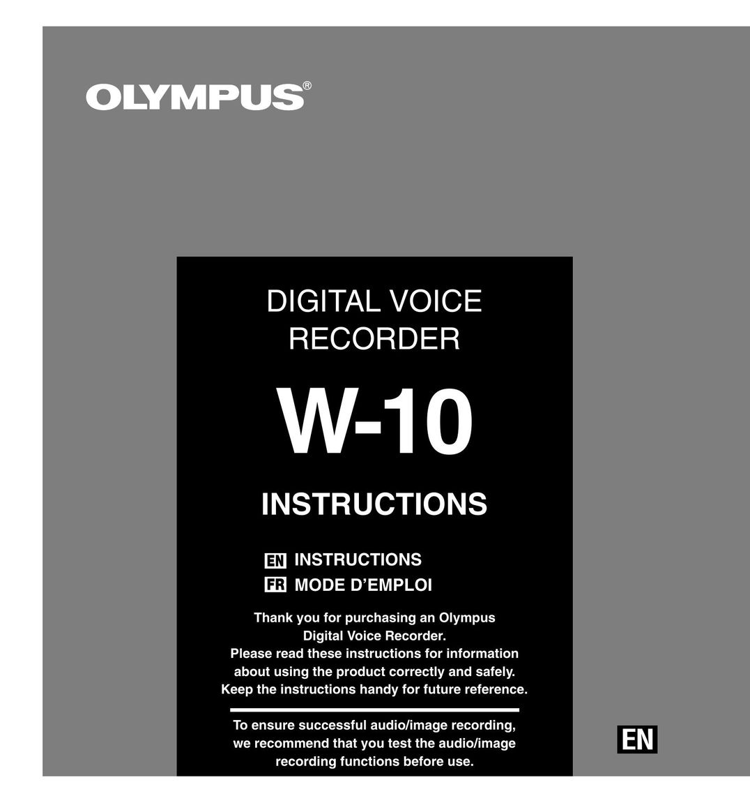 Olympus W-10 DVR User Manual