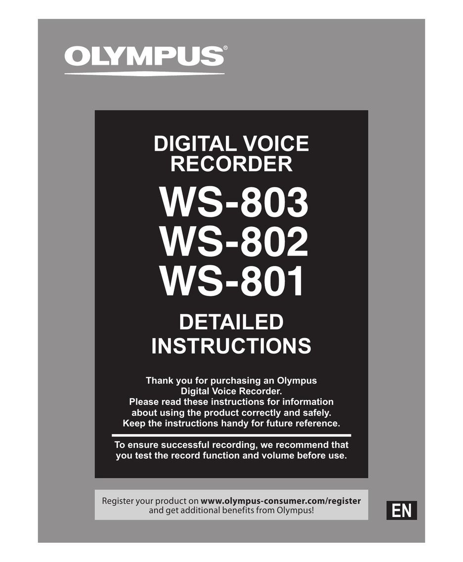 Olympus WS-802 DVR User Manual
