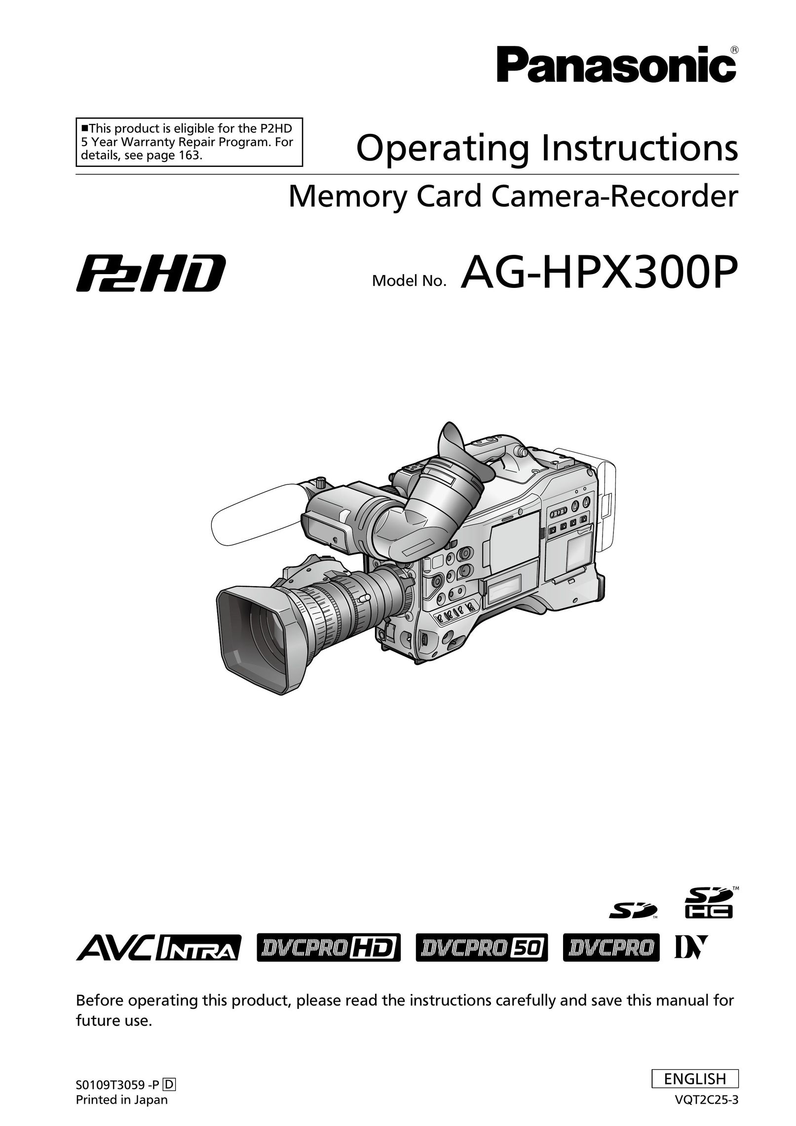 Panasonic ag-hpx300p DVR User Manual
