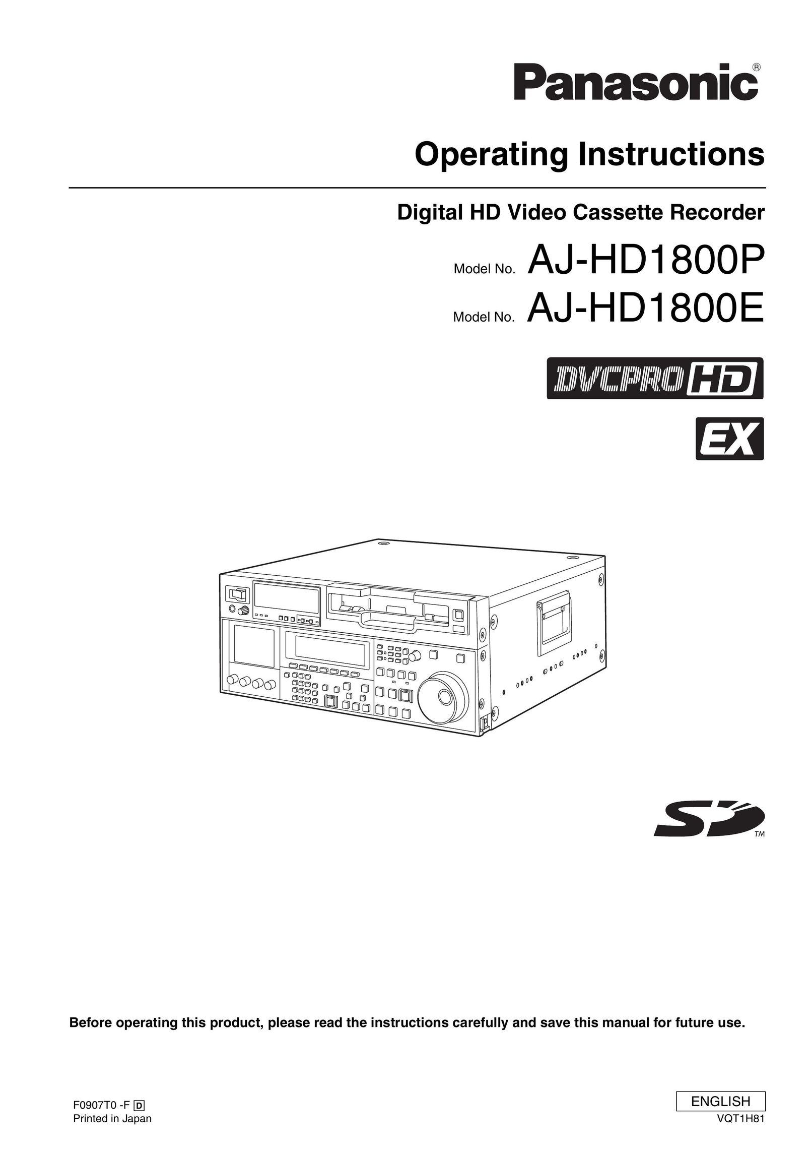 Panasonic AJ-HD1800P DVR User Manual