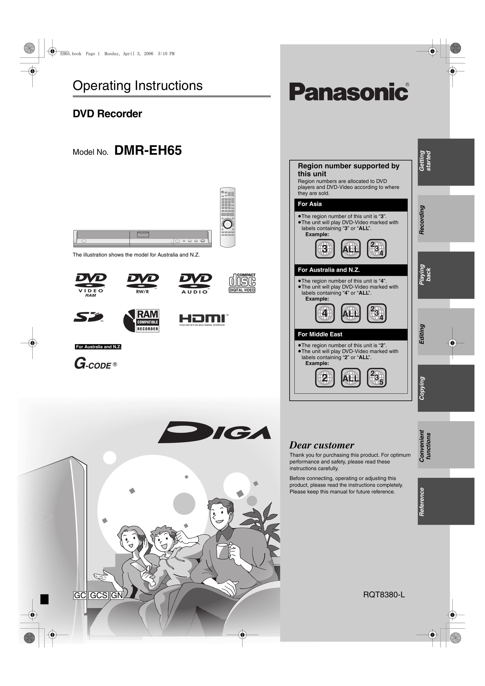 Panasonic DMR-EH65 DVR User Manual
