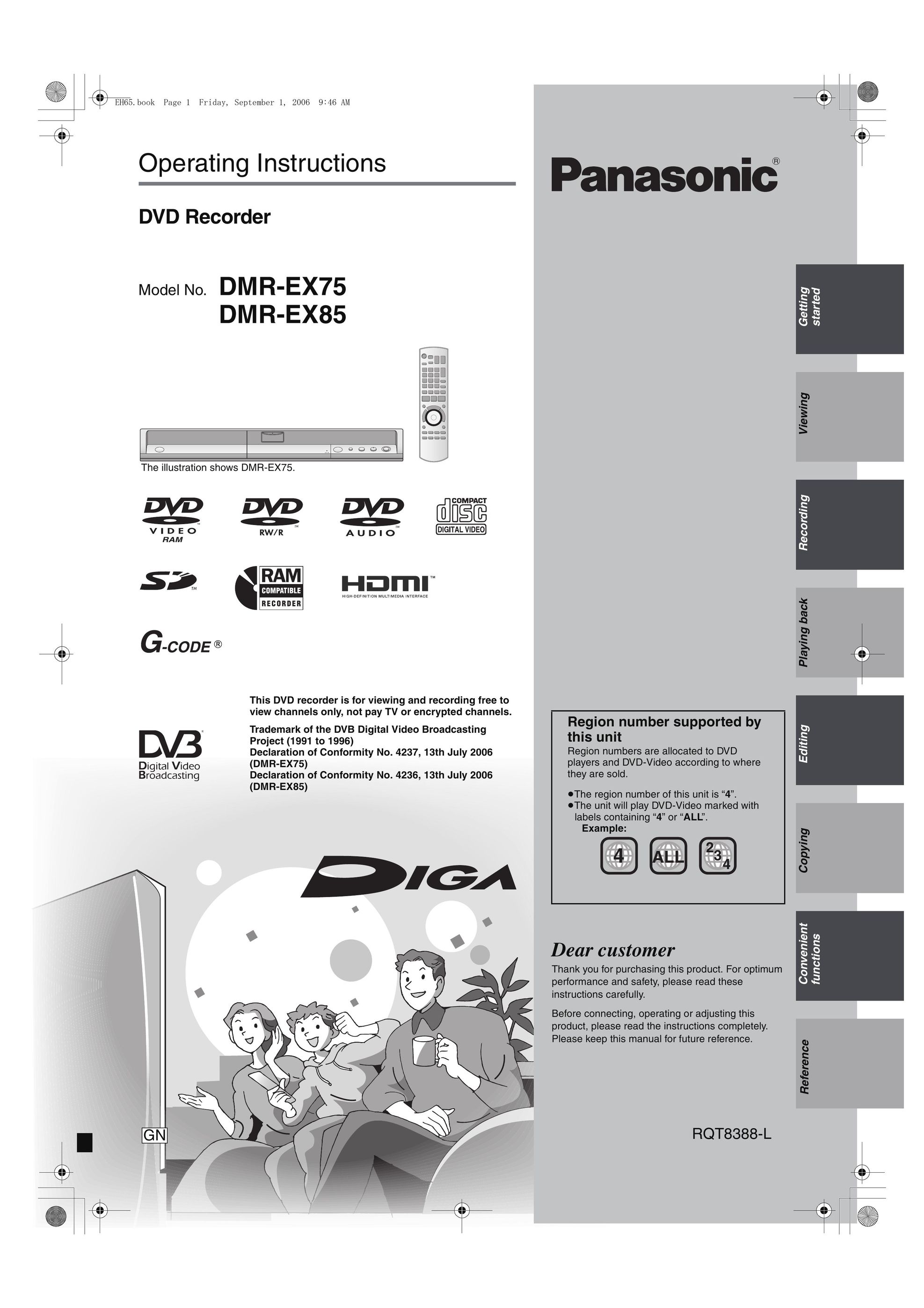Panasonic DMR-EX75, DMR-EX85 DVR User Manual