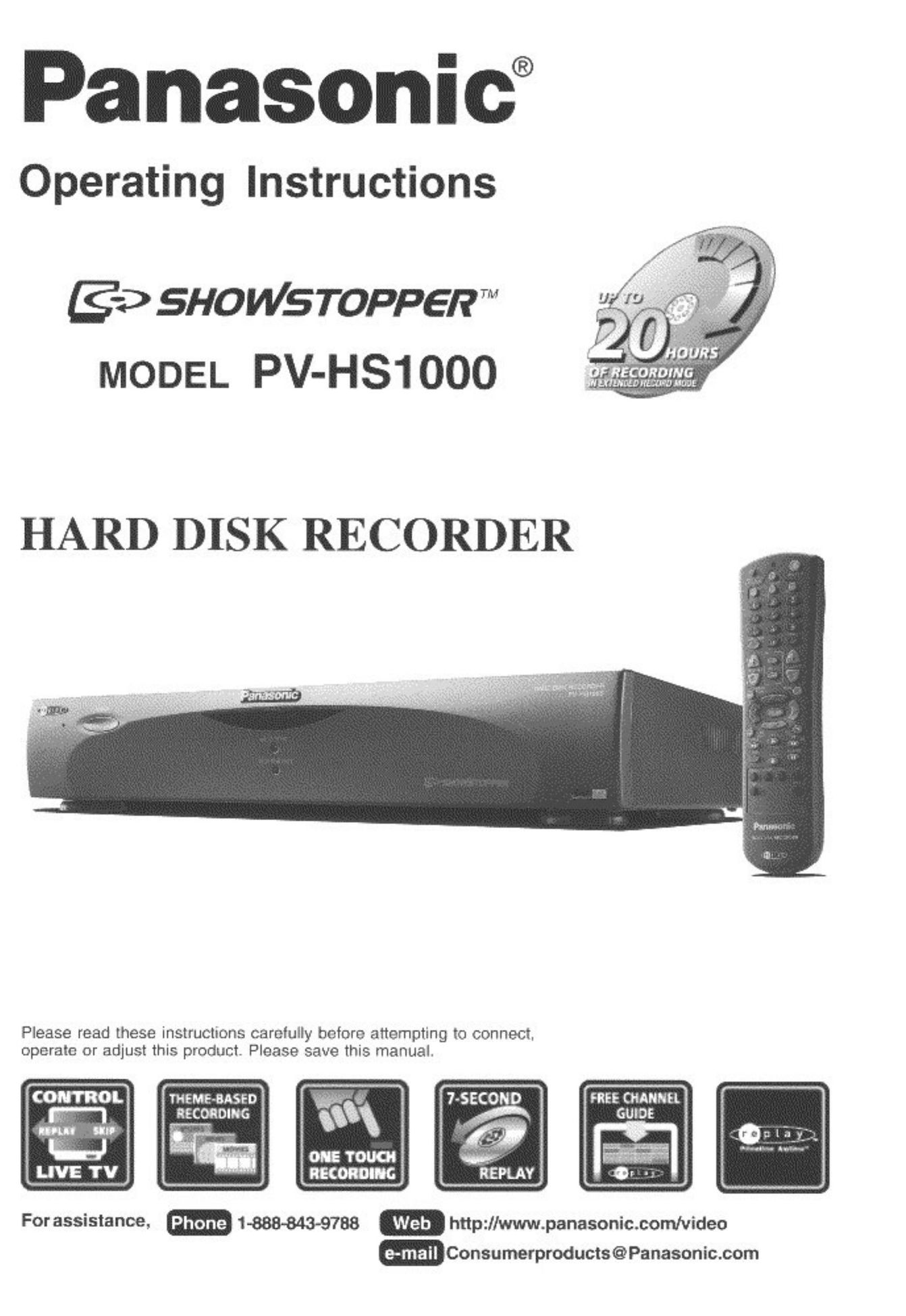 Panasonic PV-HS1000 DVR User Manual