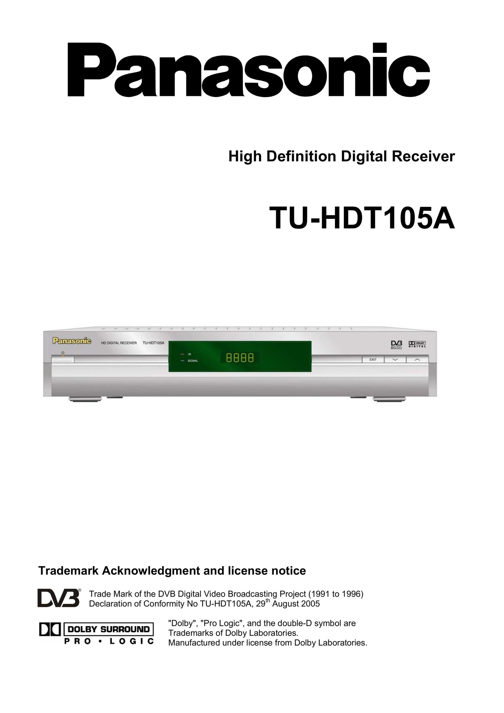 Panasonic TU-HDT105A DVR User Manual
