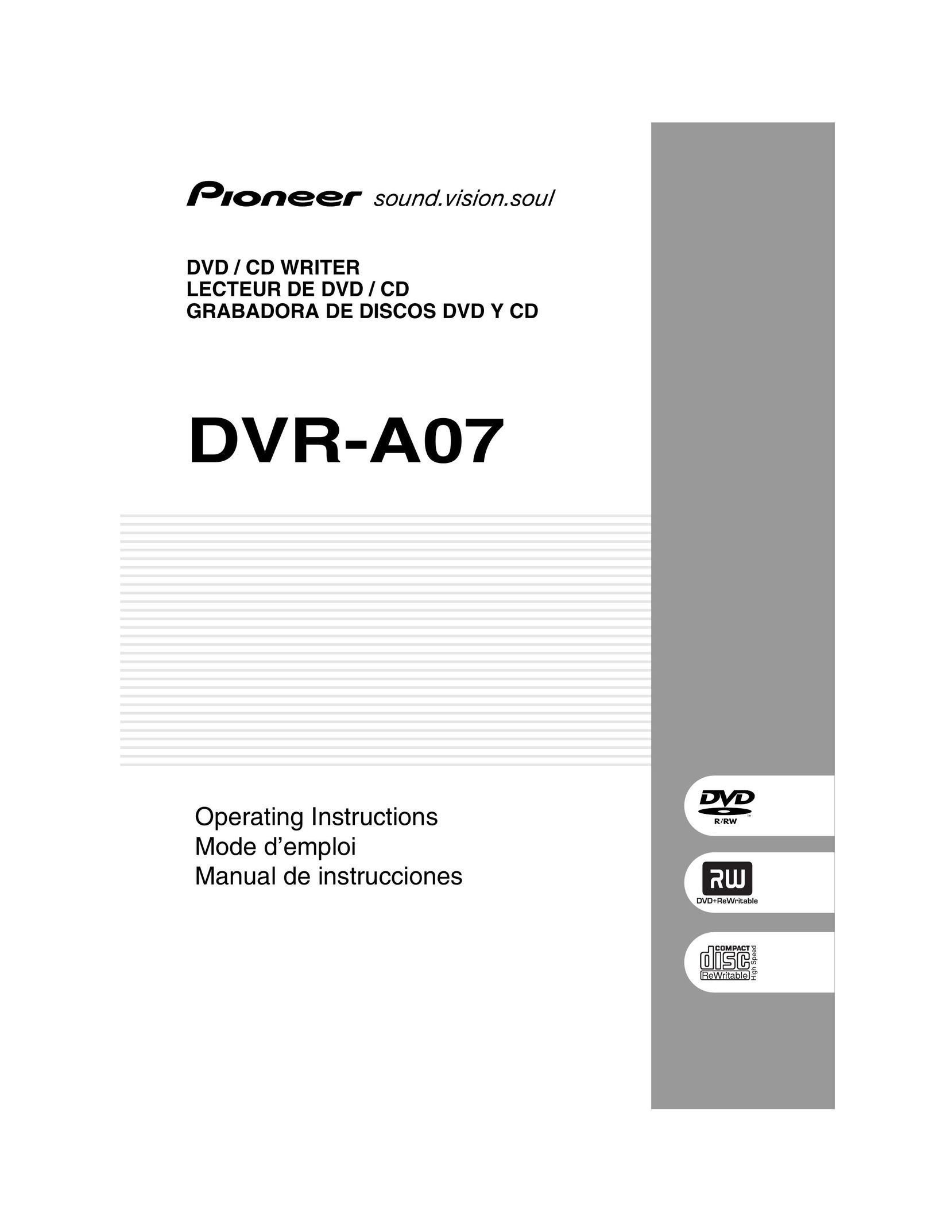 Pioneer DVD / CD WRITER DVR User Manual