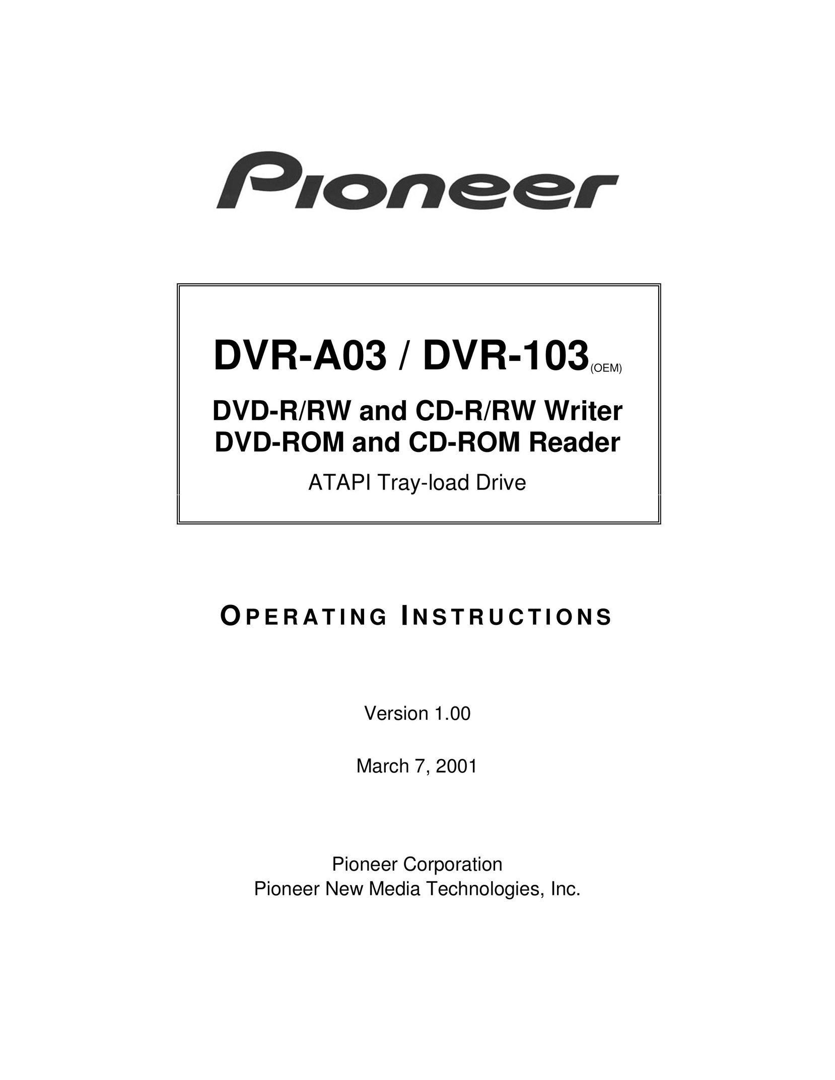 Pioneer DVR-A03 DVR User Manual