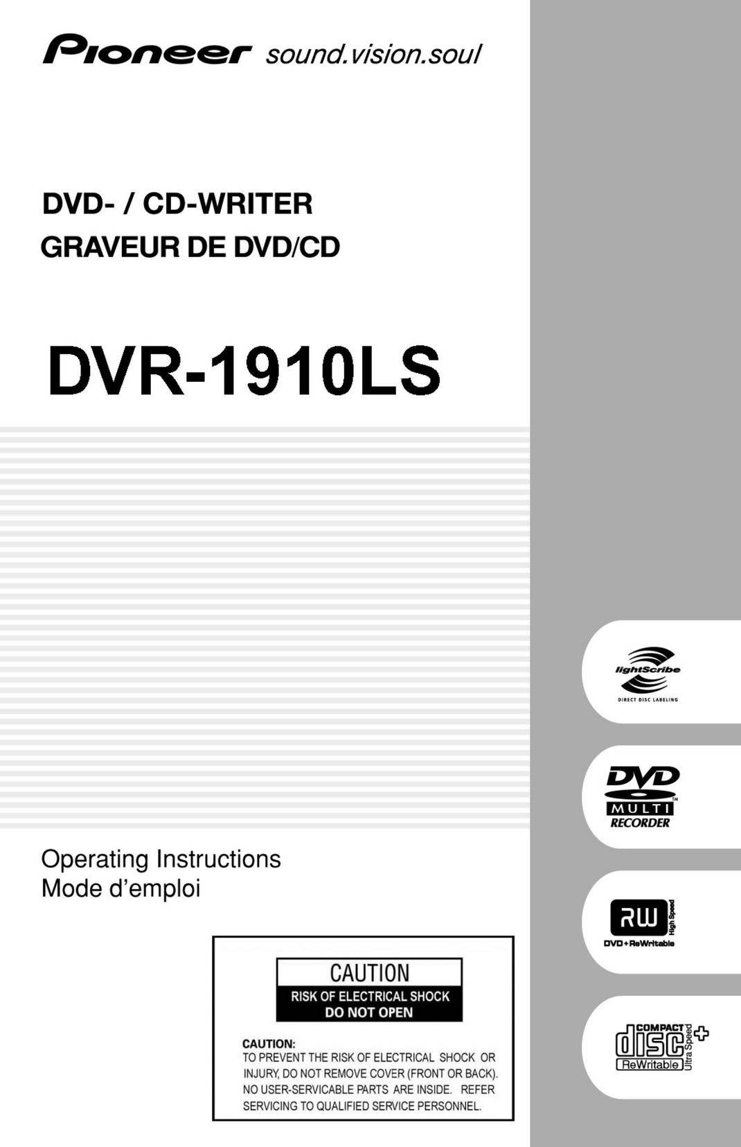 Pioneer DVR1910LS DVR User Manual