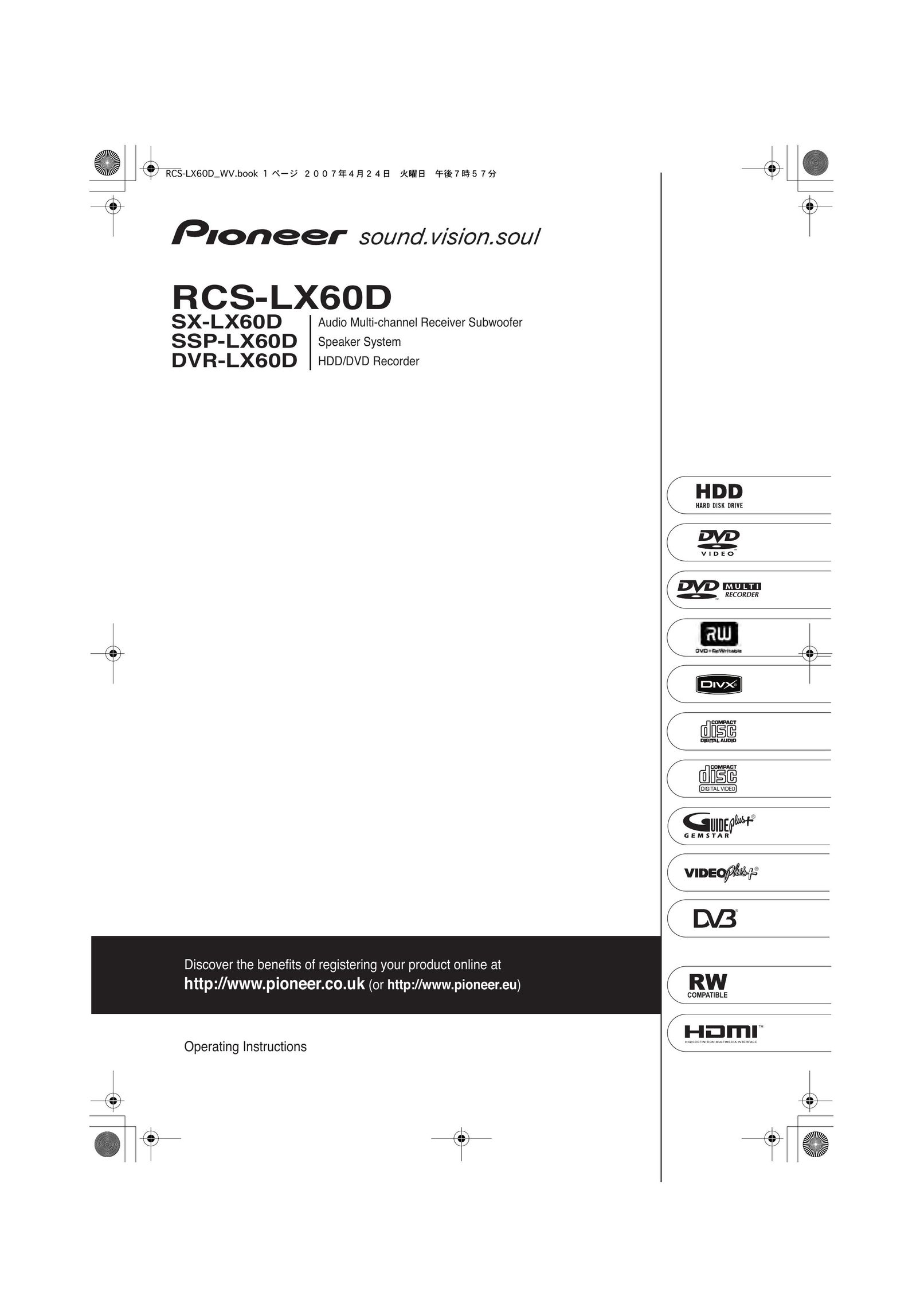 Pioneer RCS-LX60D DVR User Manual