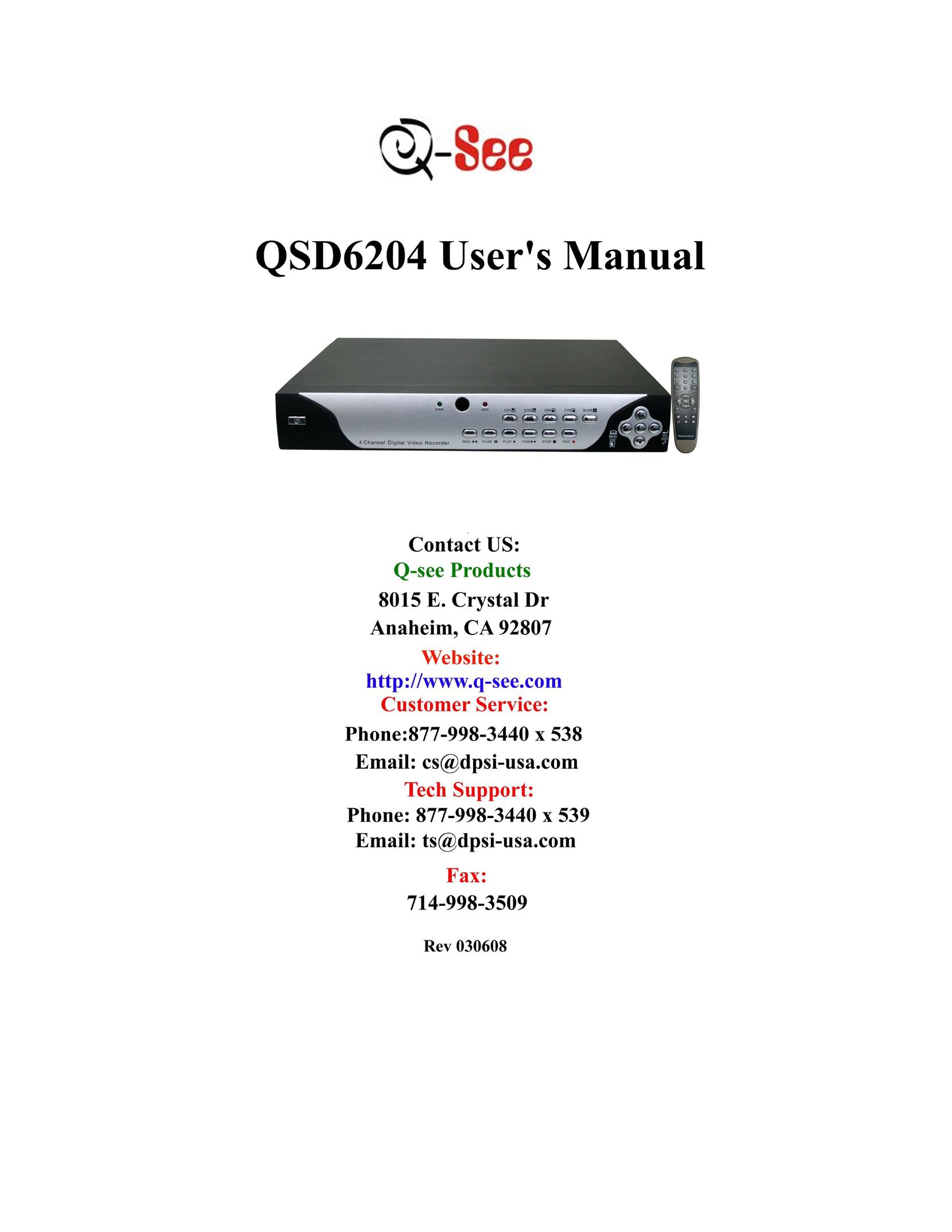 Q-See QSD6204 DVR User Manual