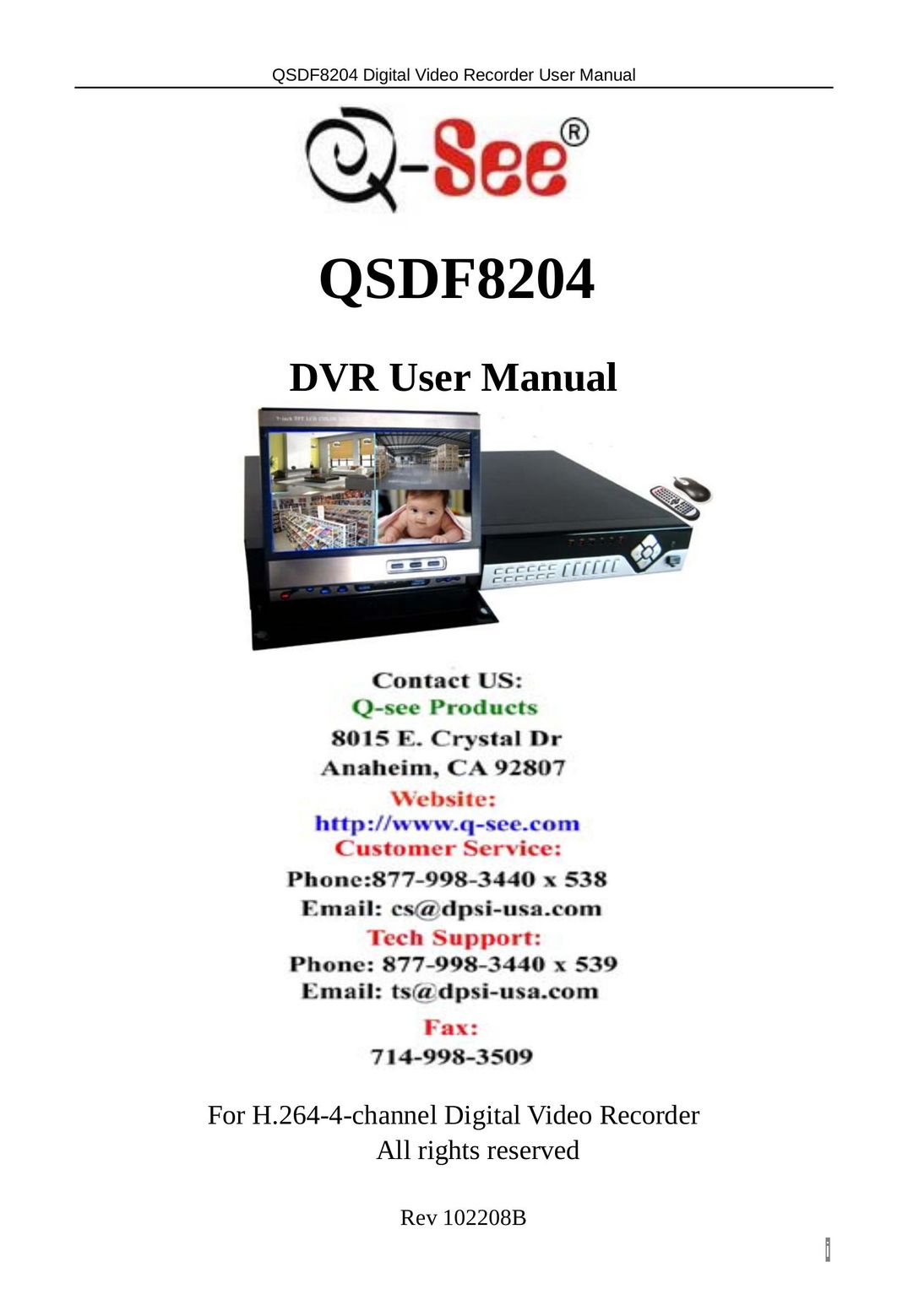 Q-See QSDF8204 DVR User Manual