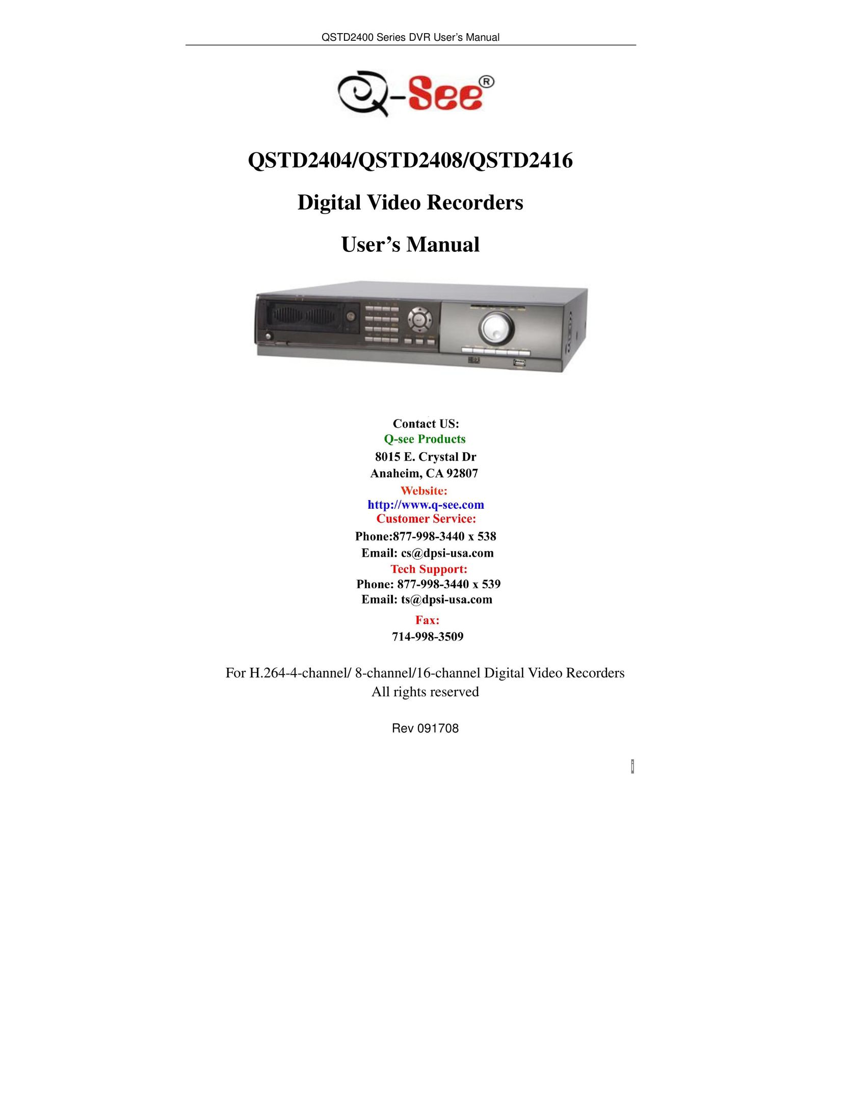 Q-See QSTD2408 DVR User Manual