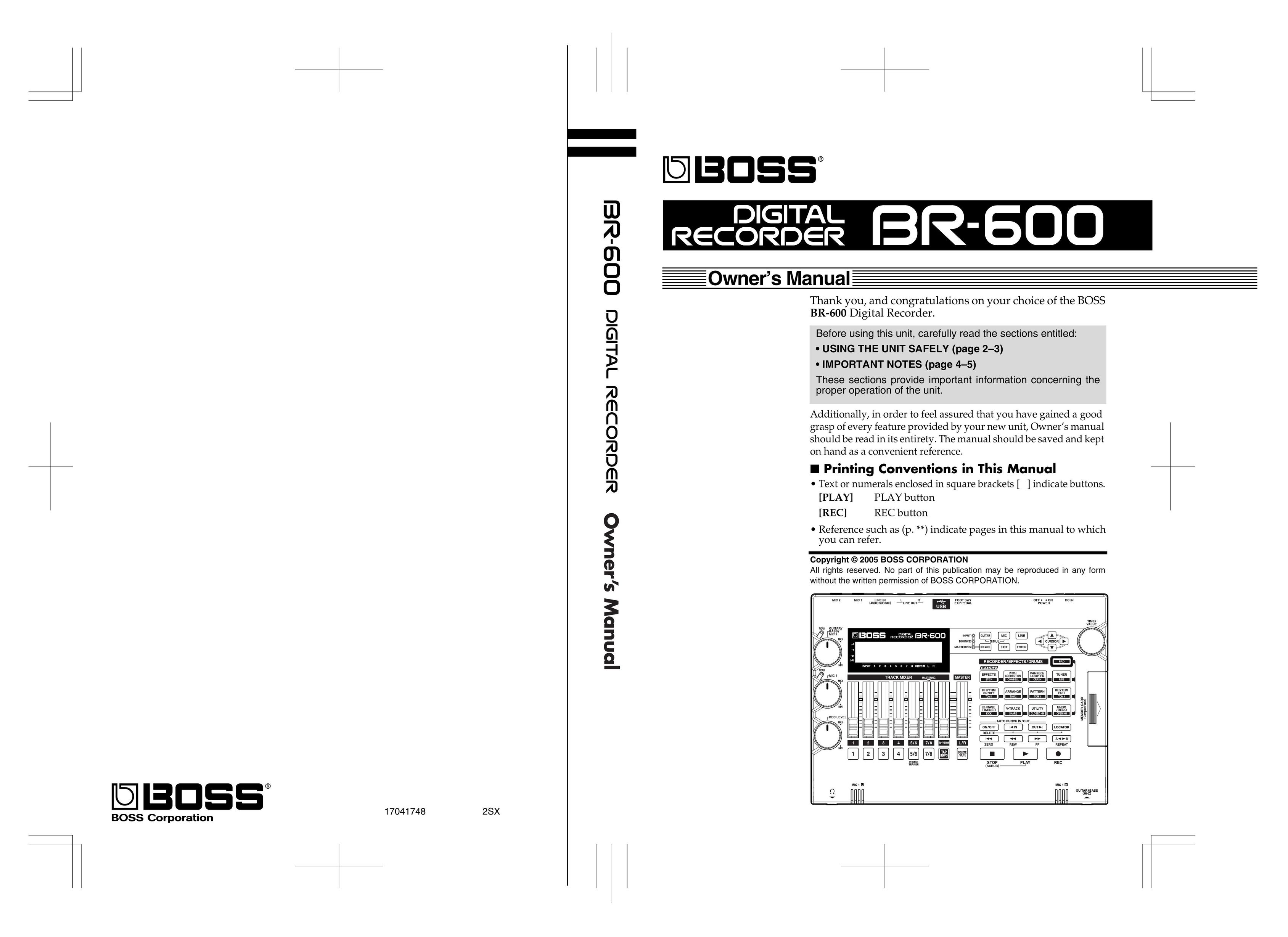 Roland BR-600 DVR User Manual