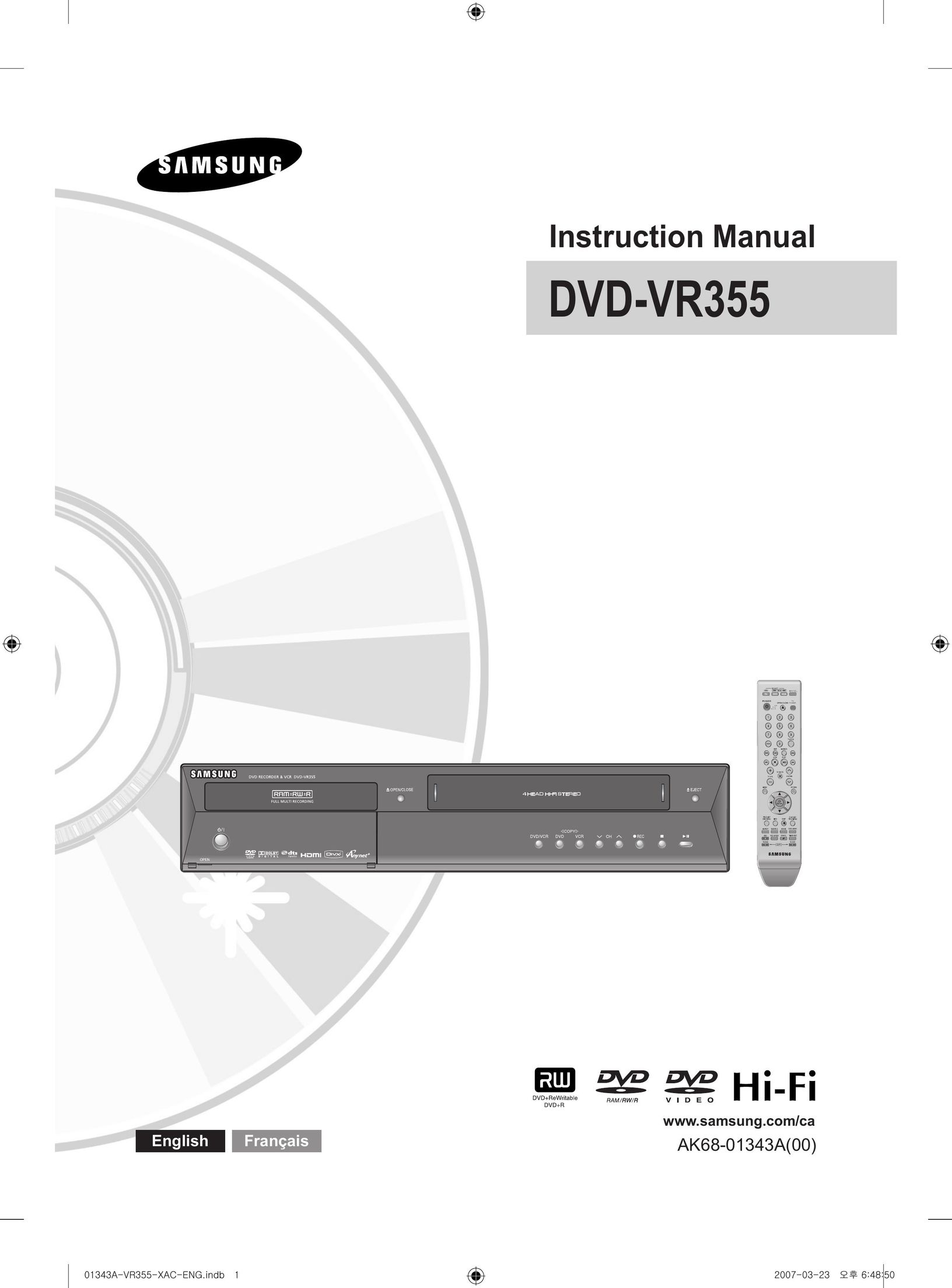 Samsung DVD-VR355 DVR User Manual