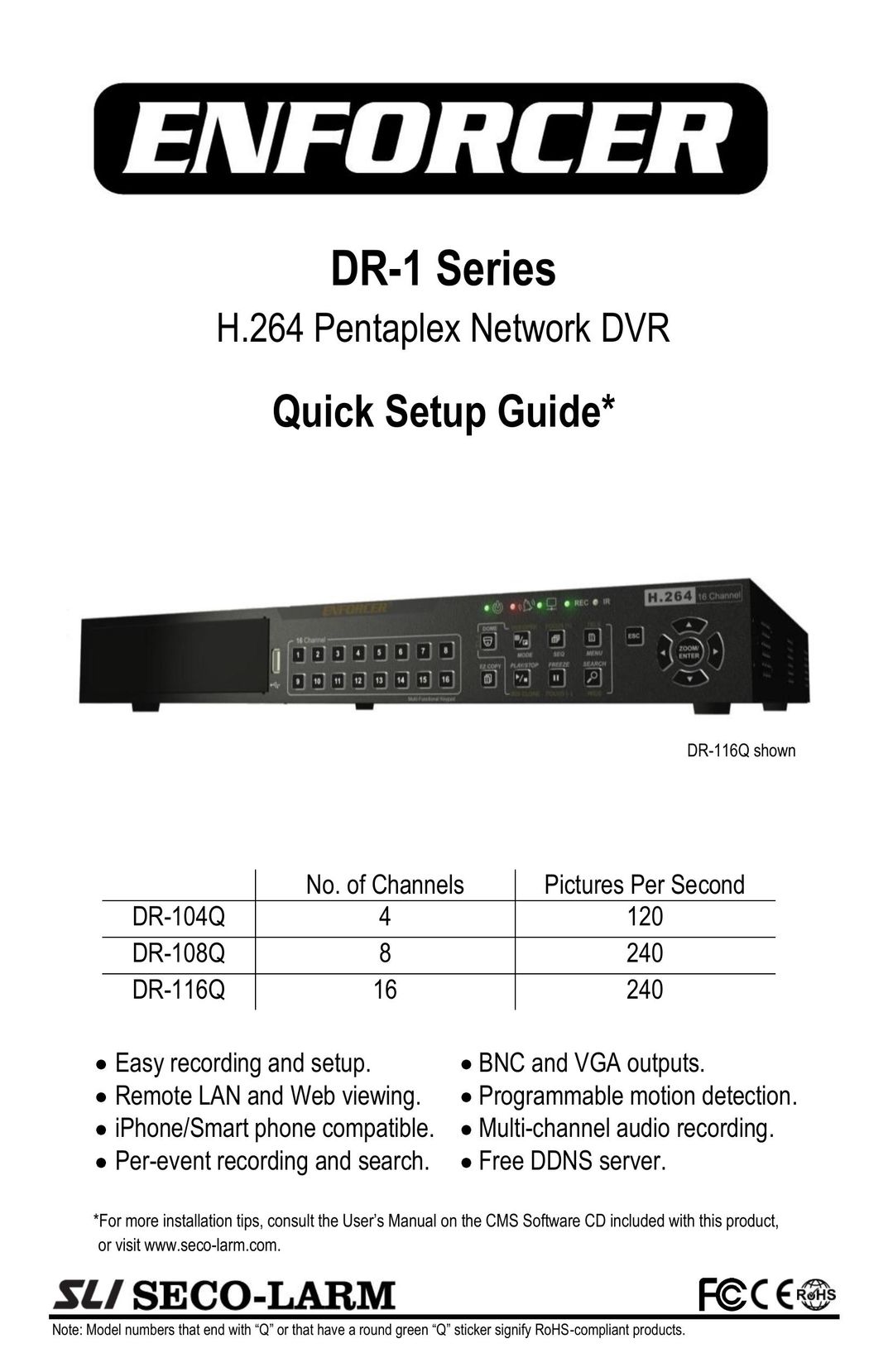 SECO-LARM USA DR-116Q DVR User Manual