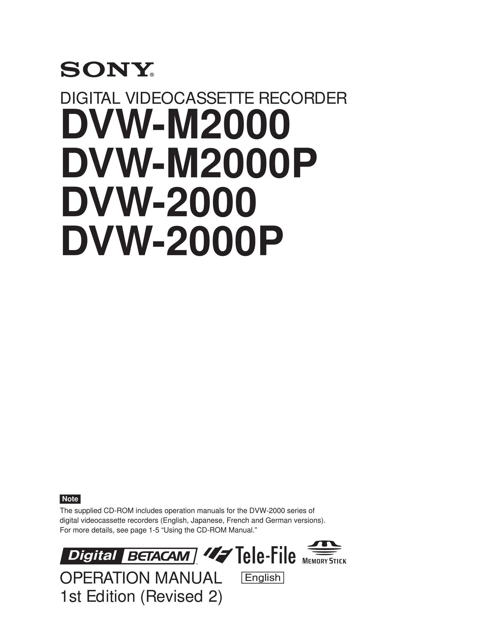 Sony DVW-2000P DVR User Manual