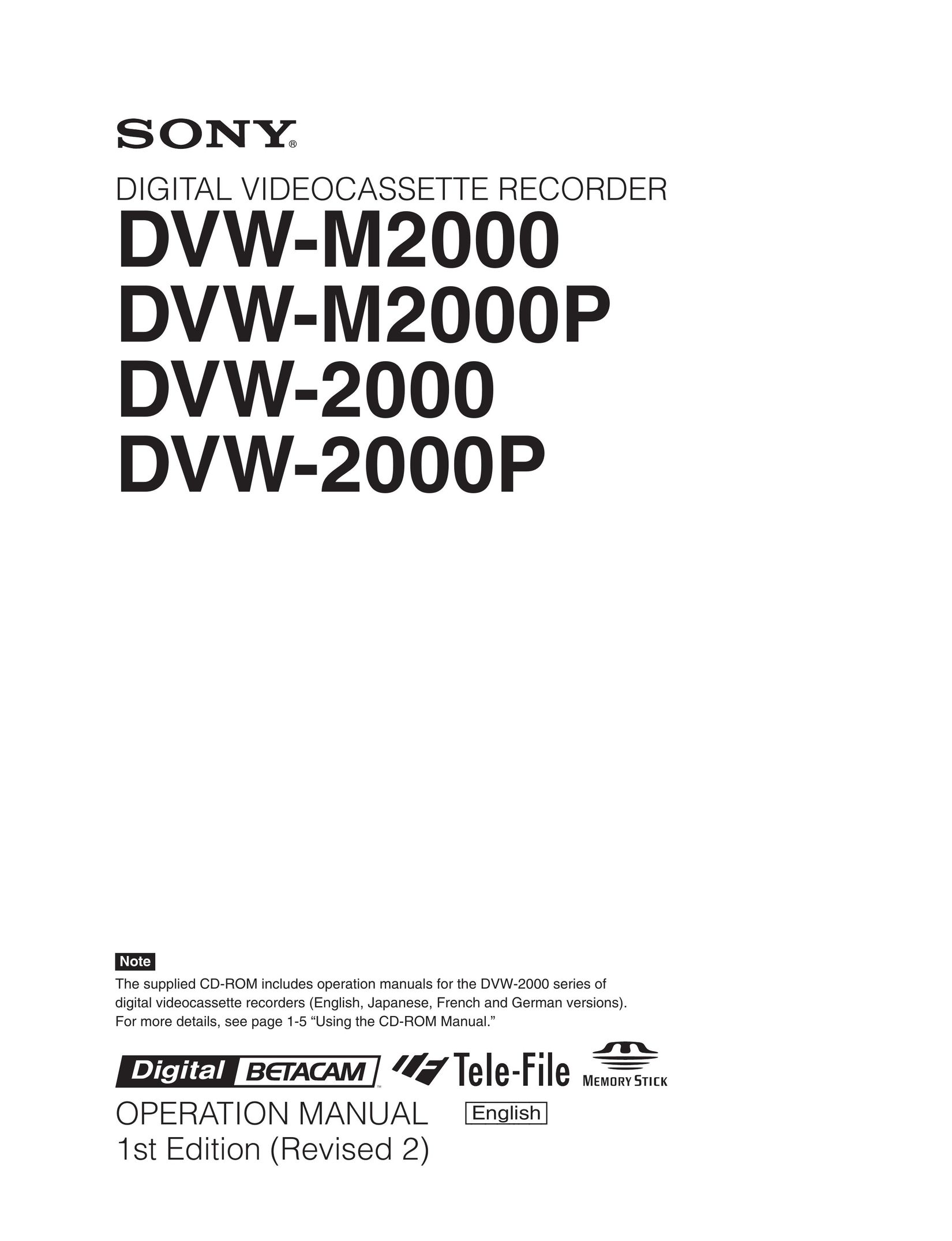 Sony DVW-2000P L DVR User Manual