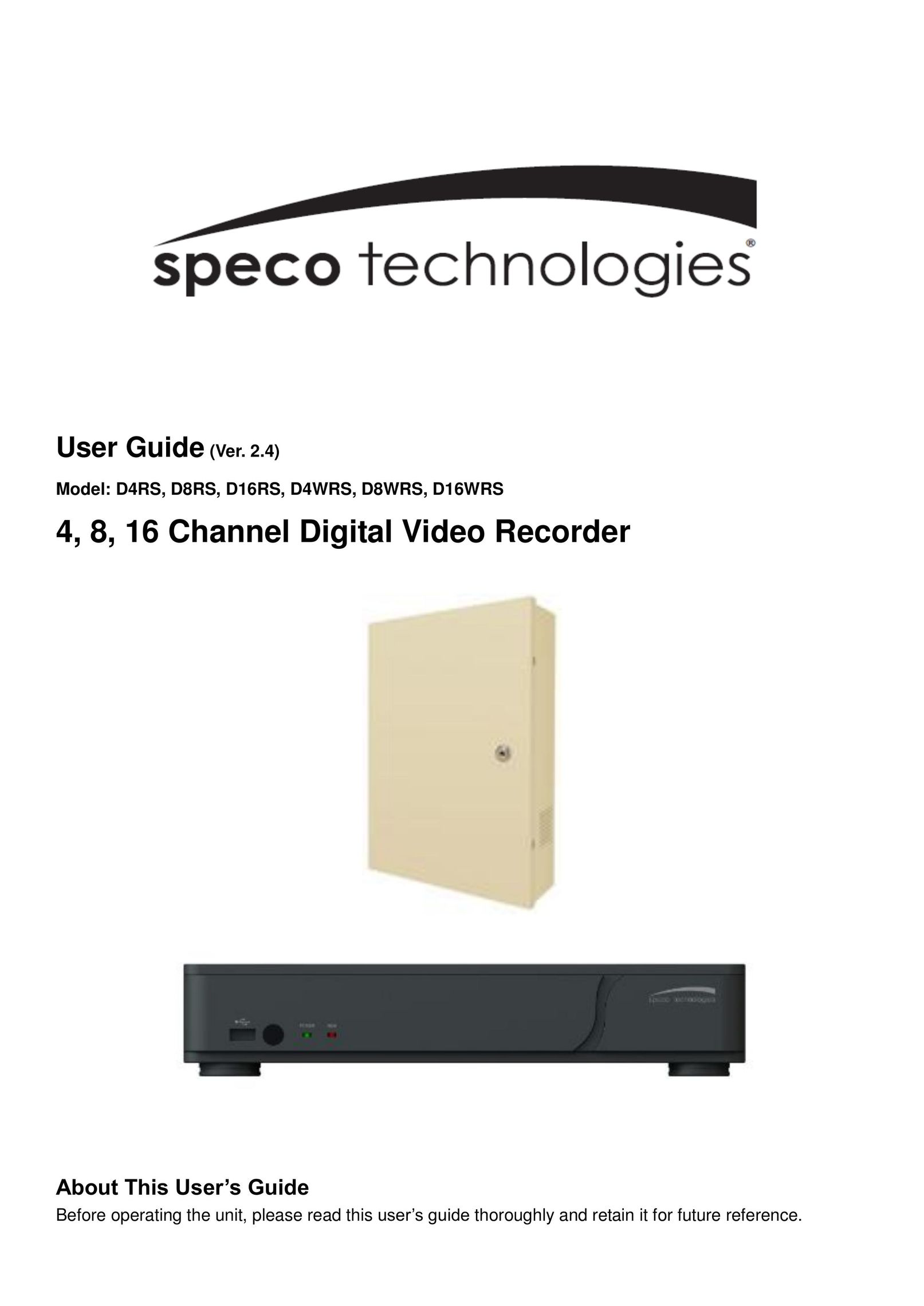Speco Technologies D8RS DVR User Manual