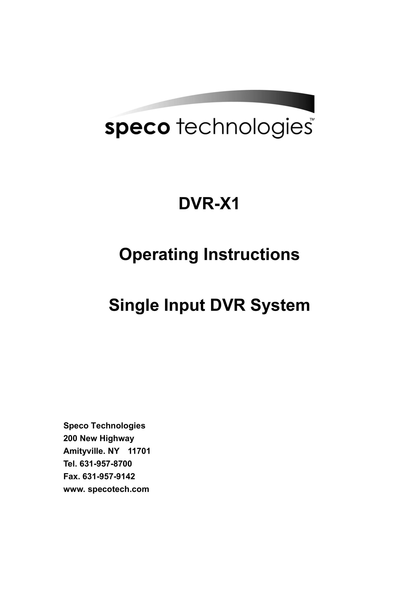 Speco Technologies DVR-X1 DVR User Manual