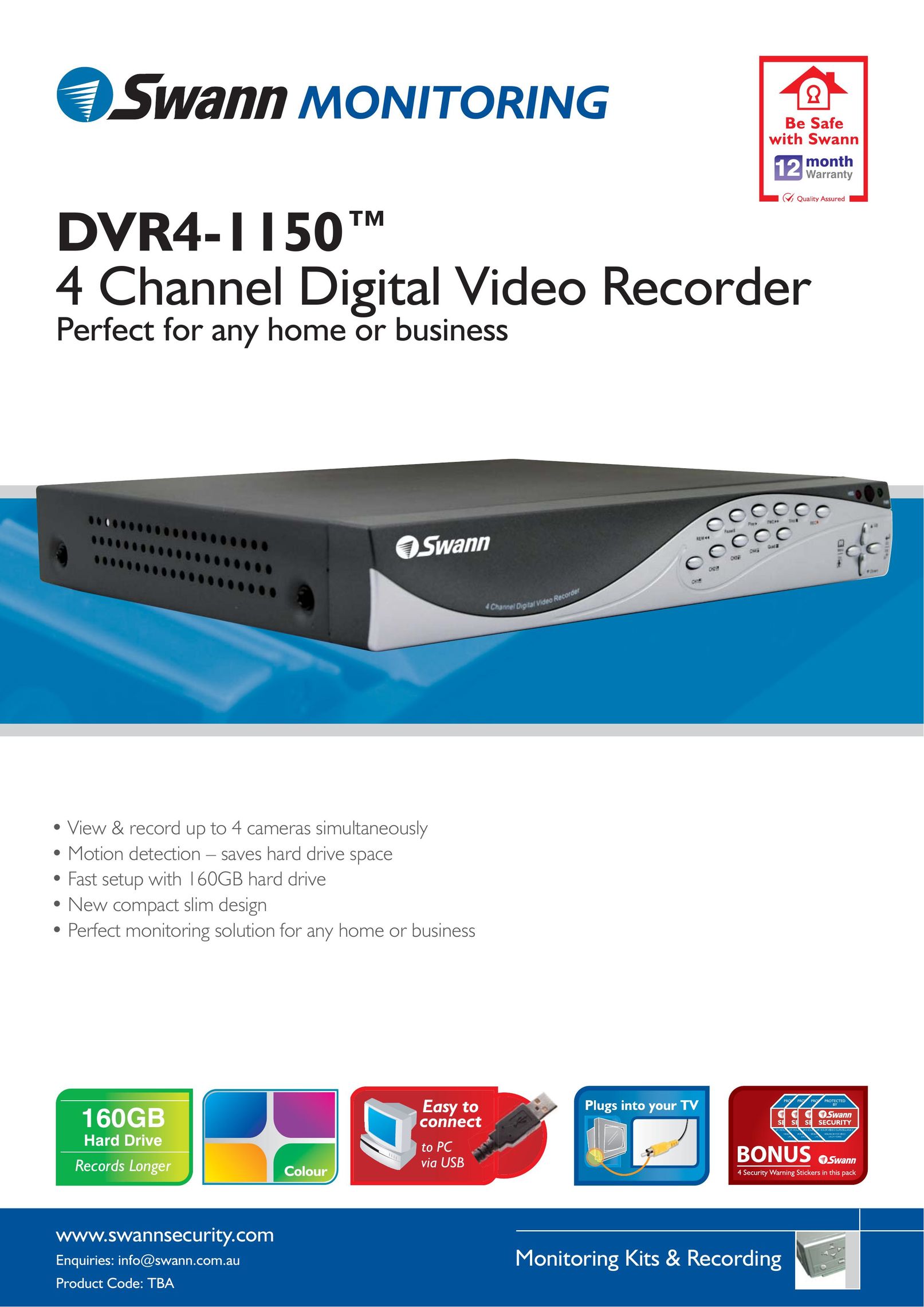 Swann DVR4-1150 DVR User Manual