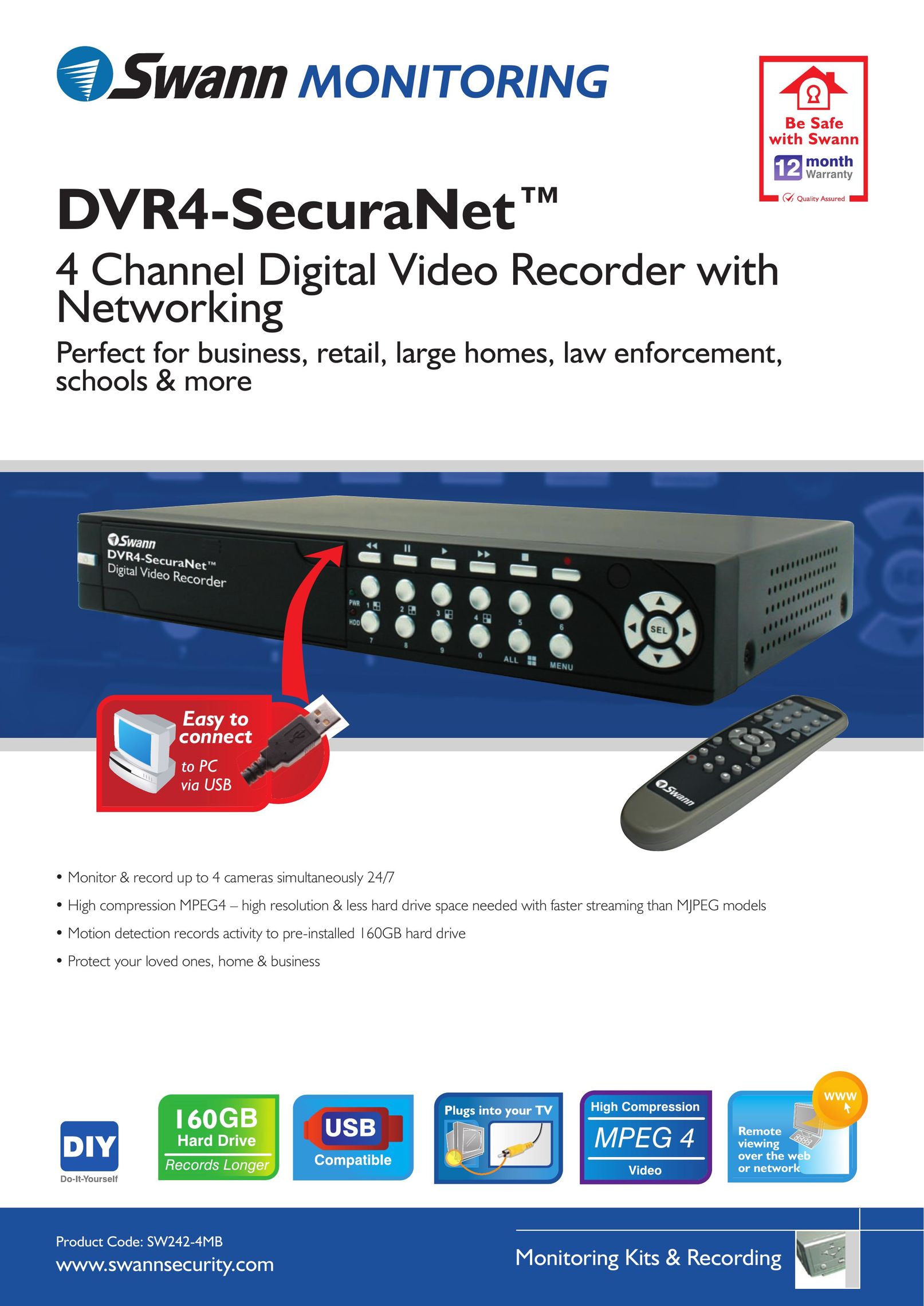 Swann DVR4-SecuraNet DVR User Manual