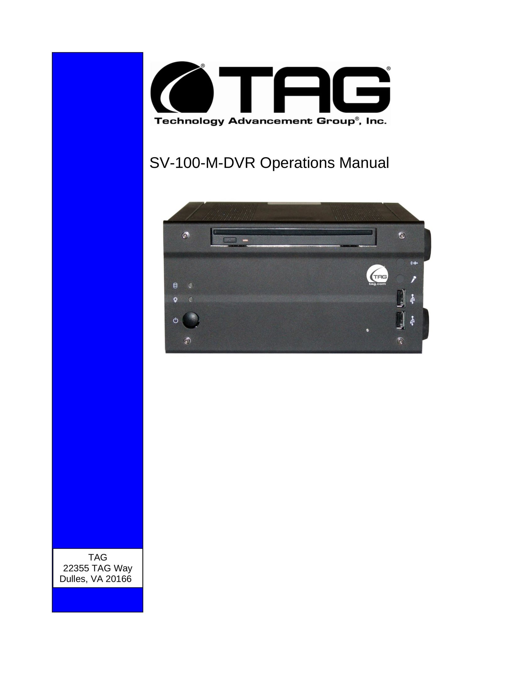 TAG SV-100-M-DVR DVR User Manual