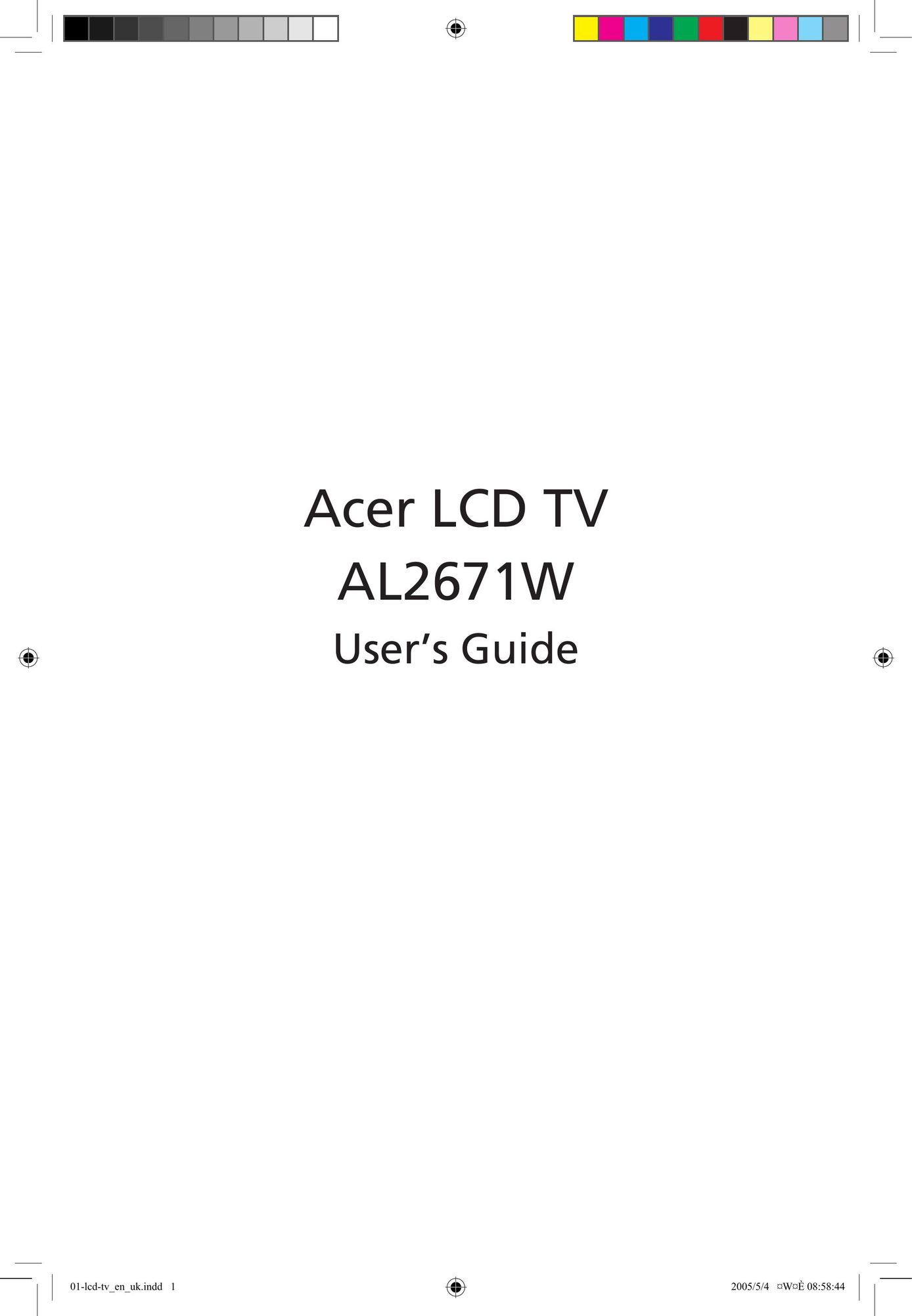 Acer AL2671W Flat Panel Television User Manual