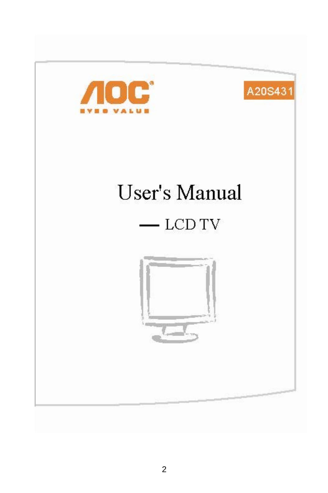 AOC A20S431 Flat Panel Television User Manual