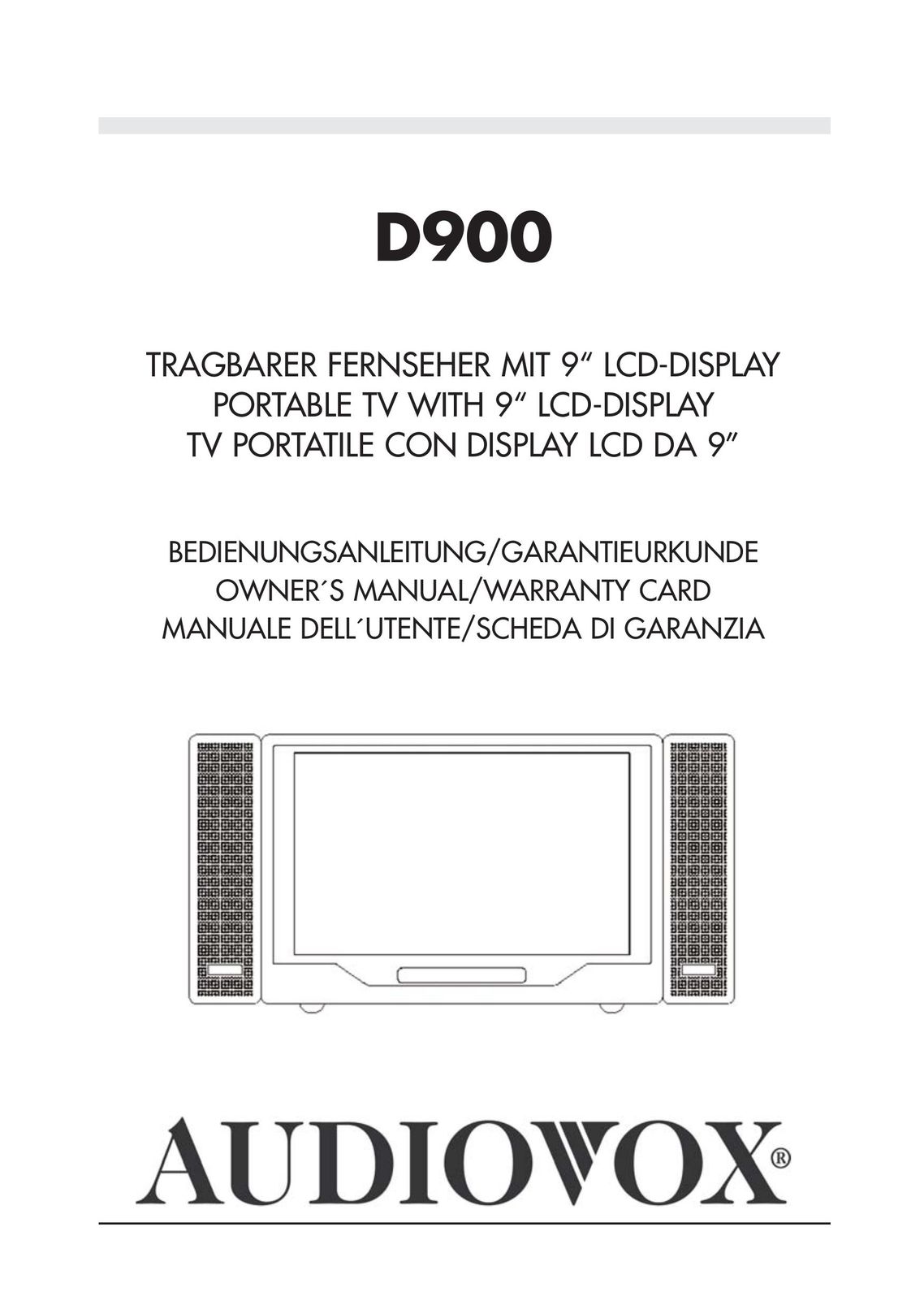 Audiovox D900 Flat Panel Television User Manual
