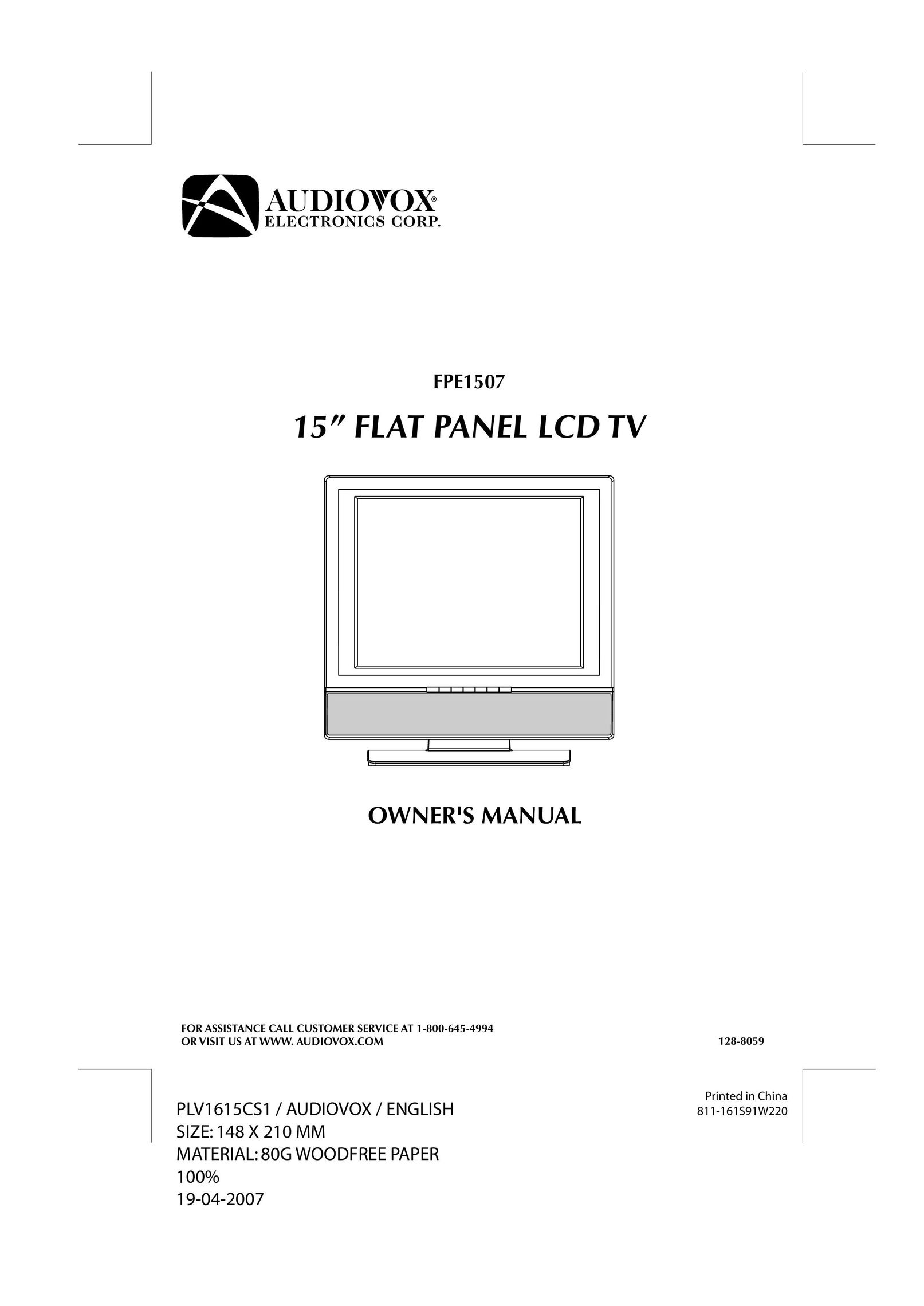 Audiovox FPE1507 Flat Panel Television User Manual