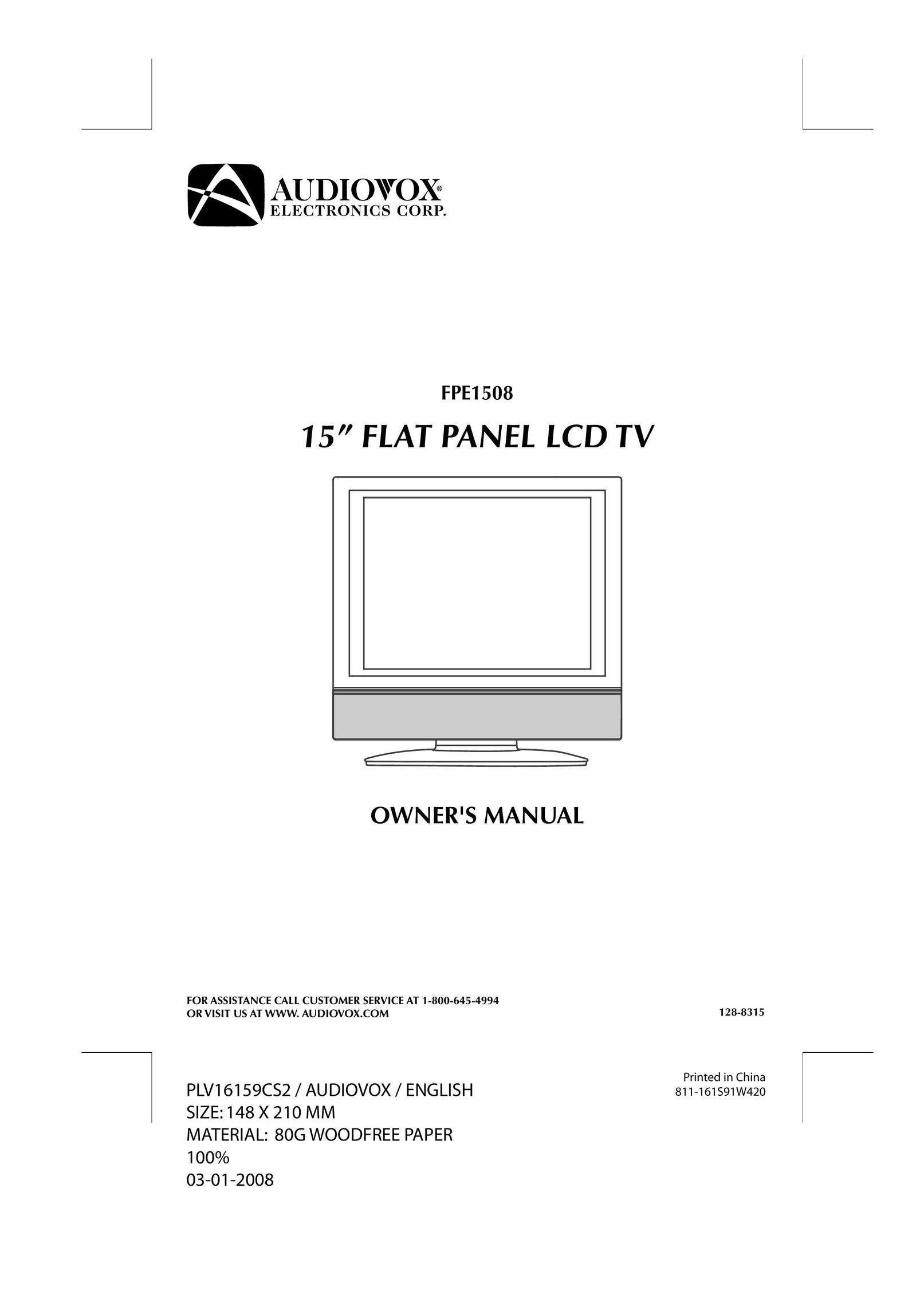 Audiovox FPE1508 Flat Panel Television User Manual