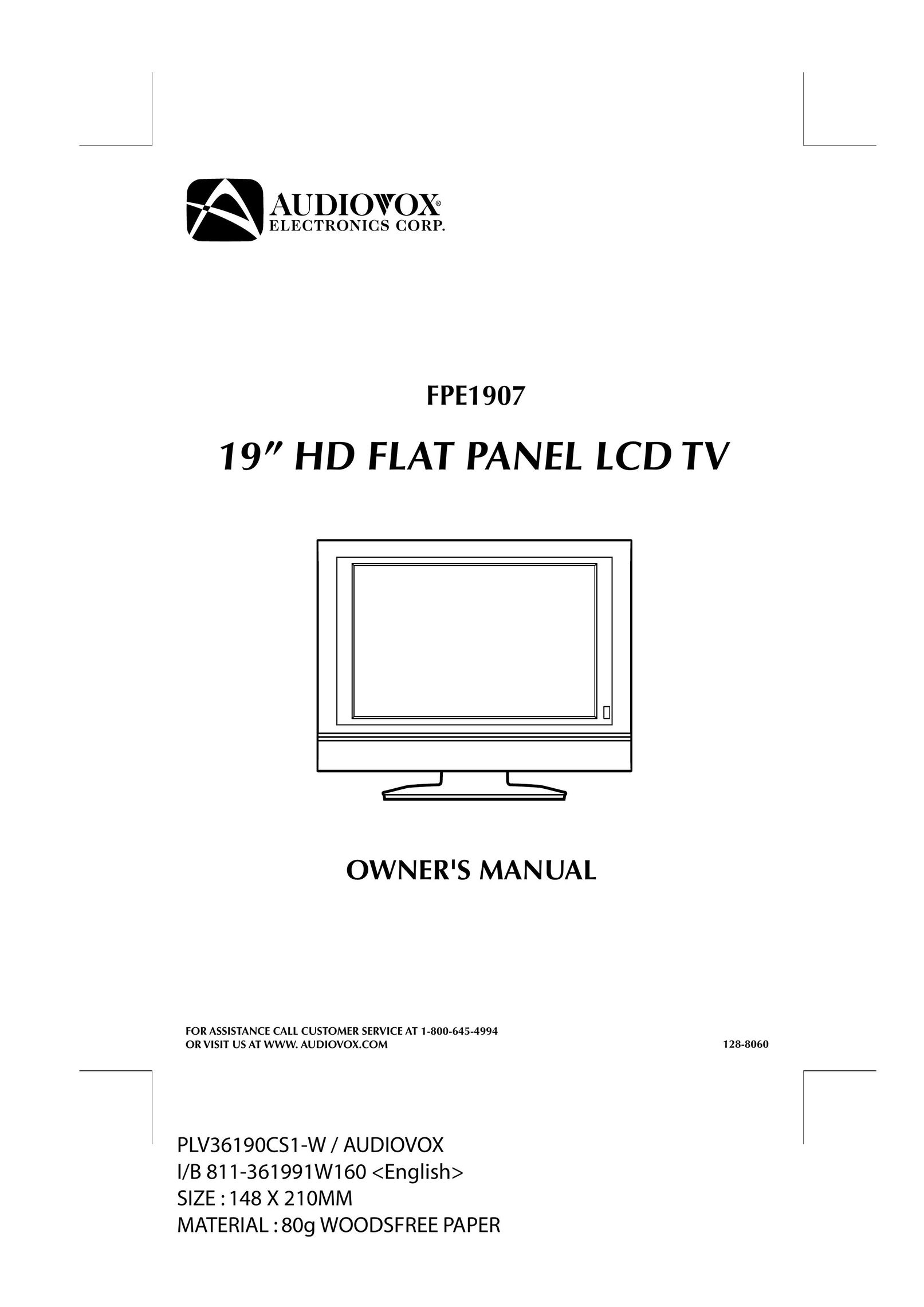 Audiovox FPE1907 Flat Panel Television User Manual