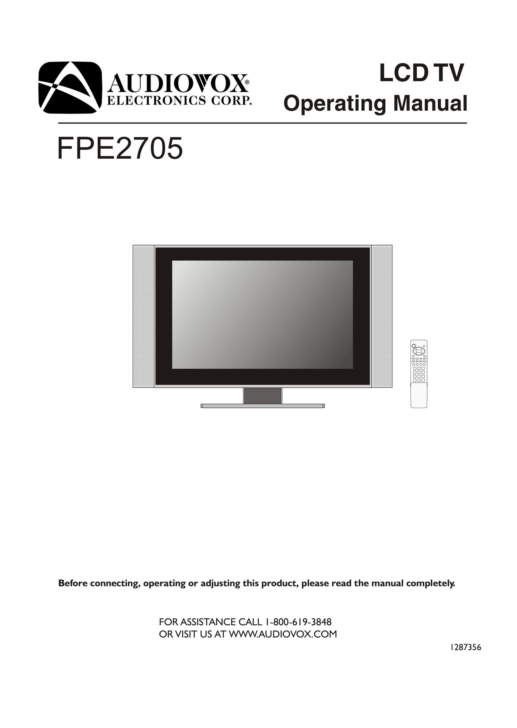 Audiovox FPE2705 Flat Panel Television User Manual
