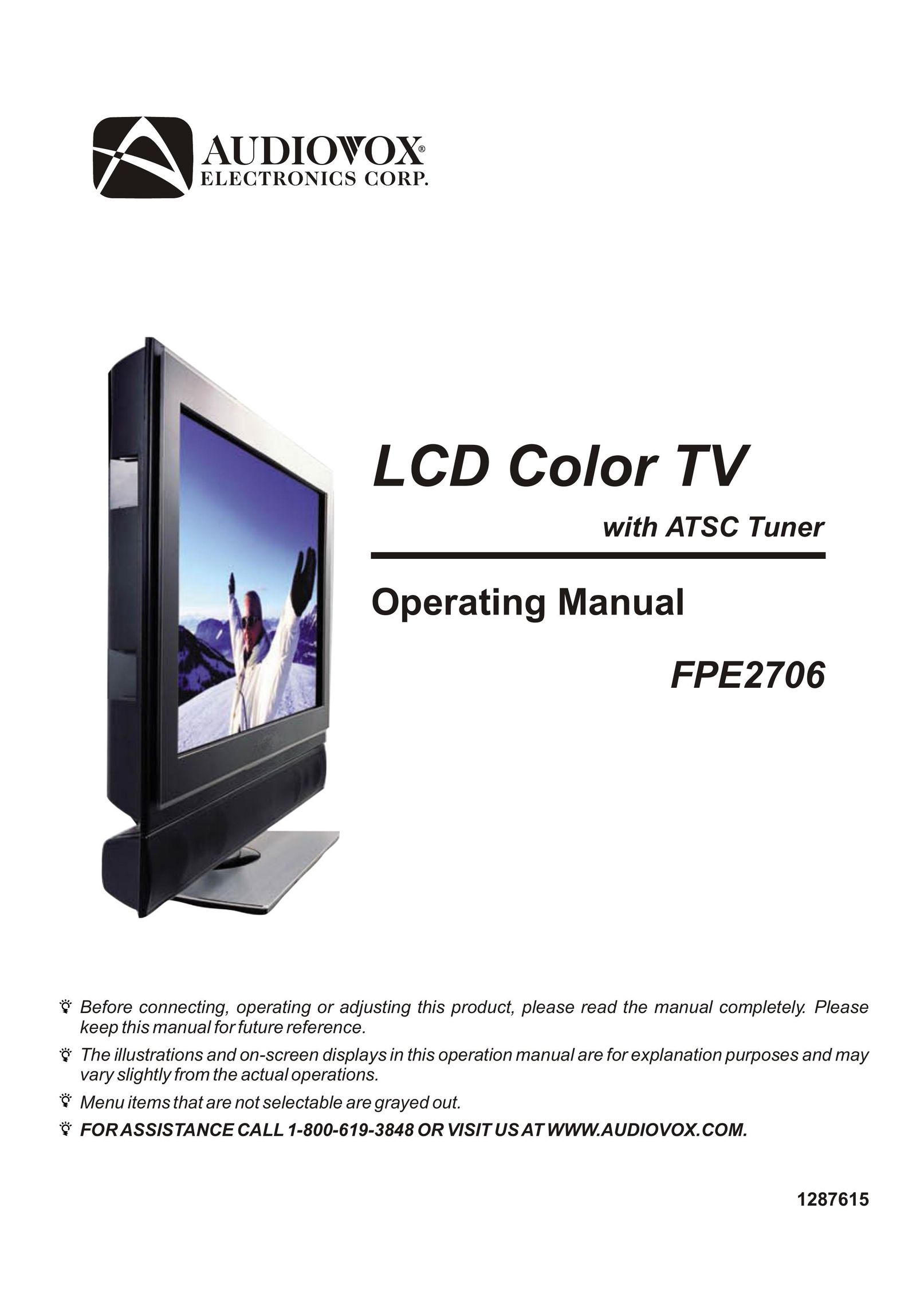 Audiovox FPE2706 Flat Panel Television User Manual