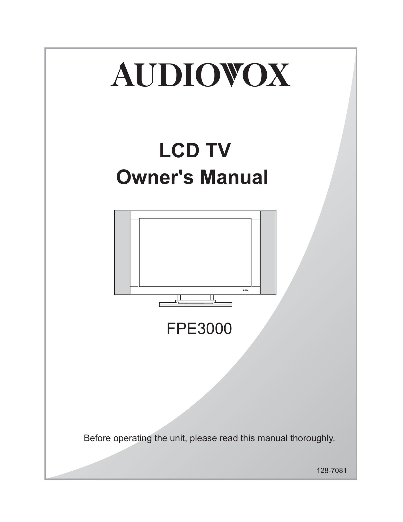 Audiovox FPE3000 Flat Panel Television User Manual