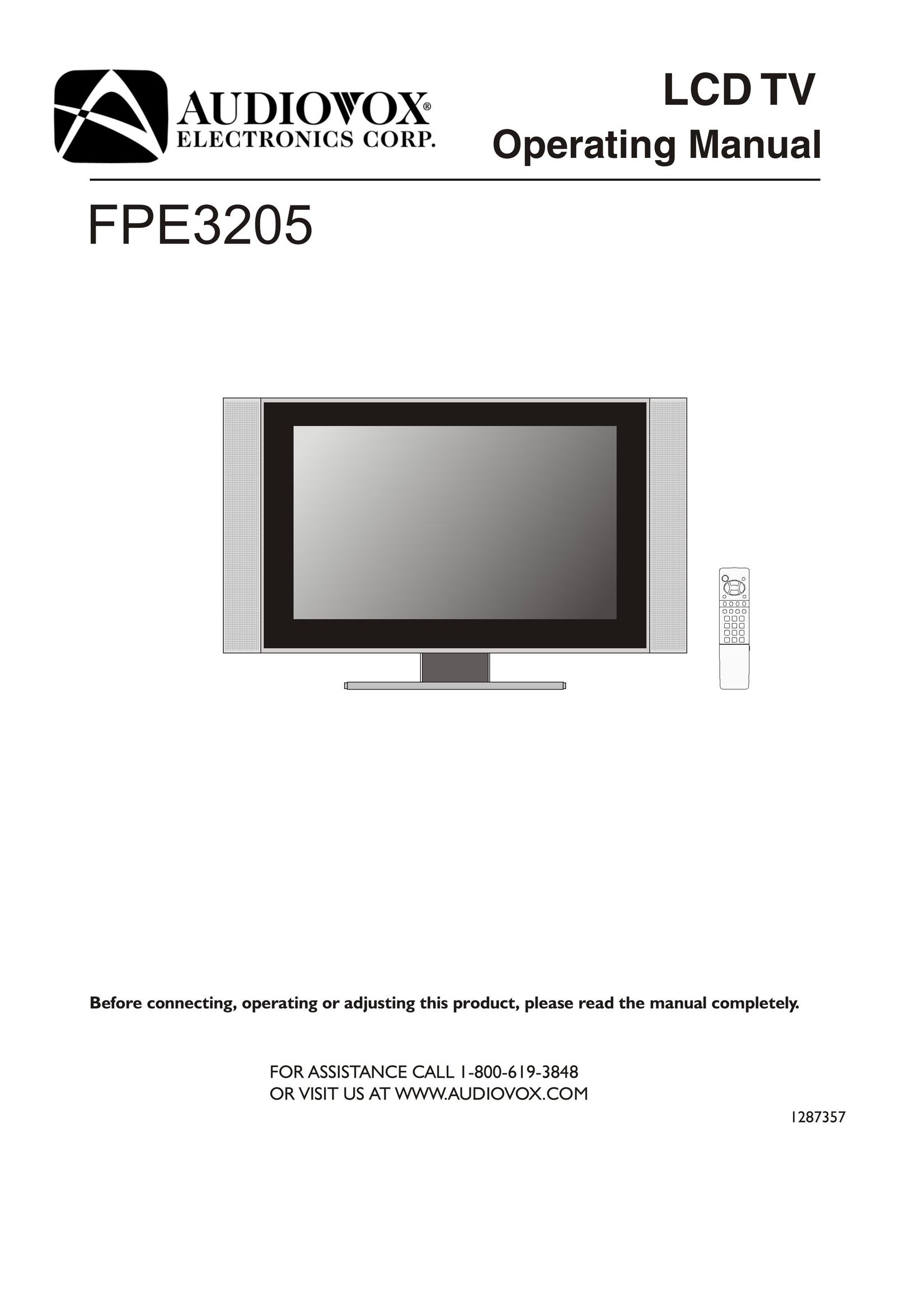 Audiovox FPE3205 Flat Panel Television User Manual