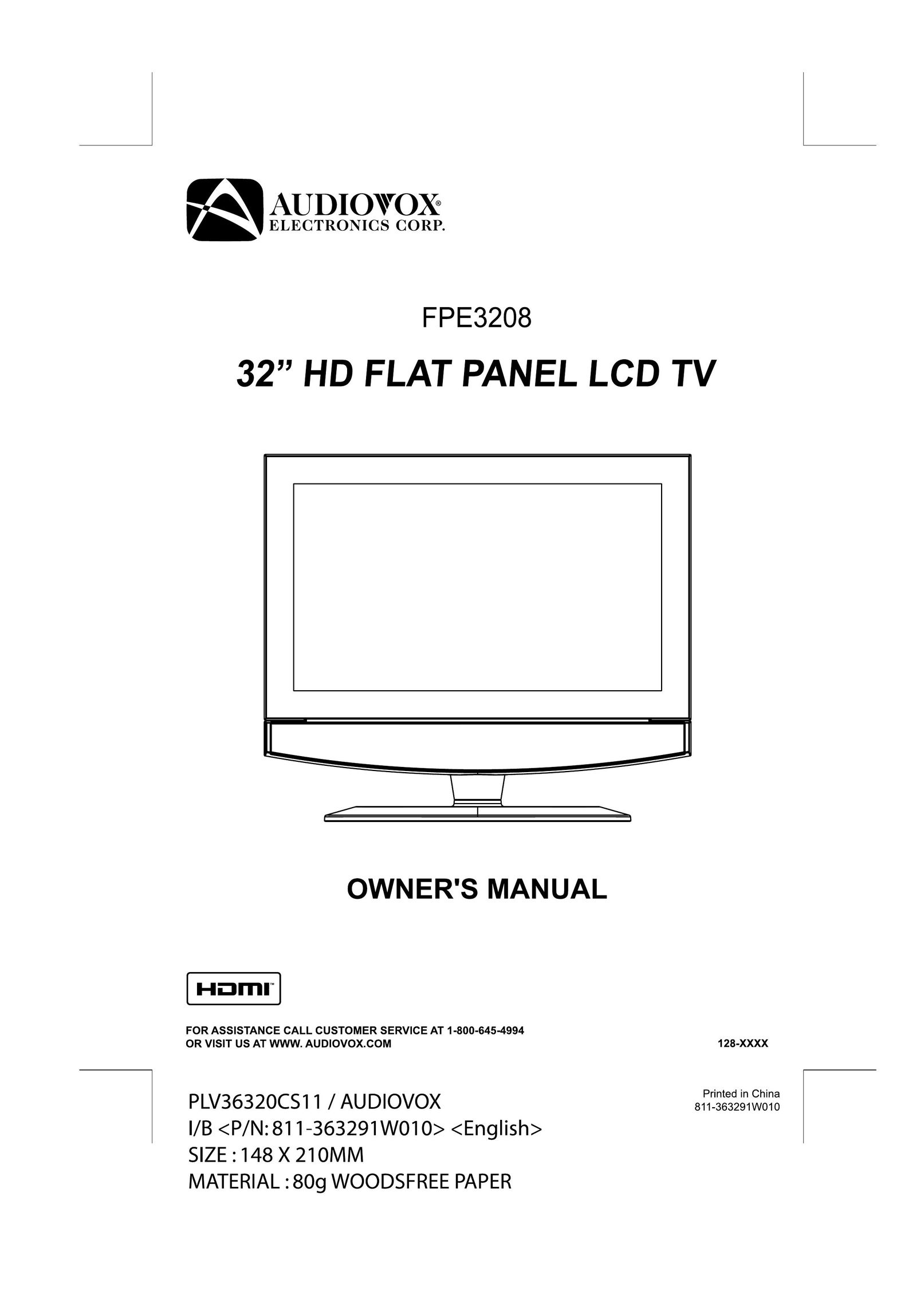 Audiovox FPE3208 Flat Panel Television User Manual