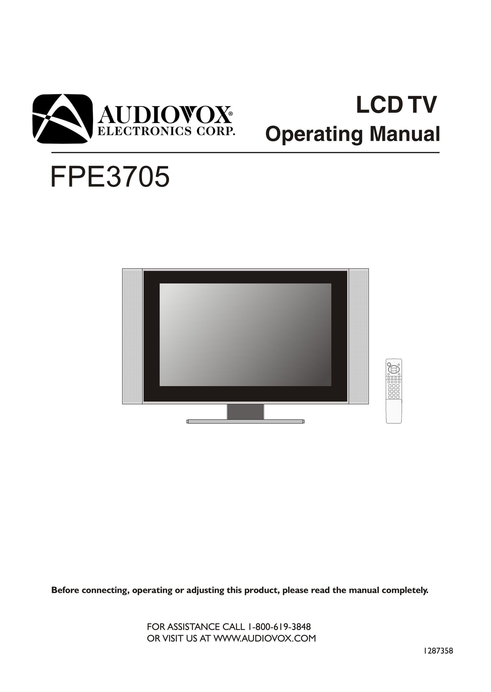 Audiovox FPE3705 Flat Panel Television User Manual